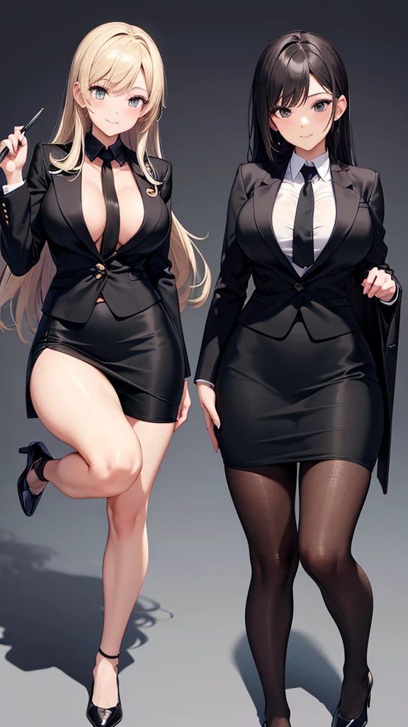 Mesh Hair、Gray Hair、Red Eye、Slanted Eyes、ponytail、long hair、tuxedo、Black stockings exposed、Black high heels、girl1people々、There is no anatomical contradiction、Exposed pubic hair and private parts