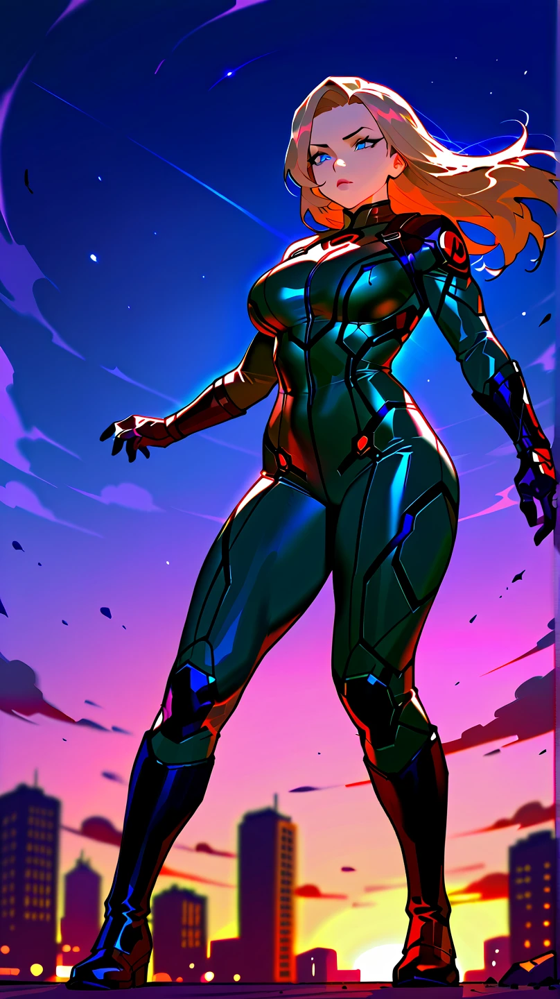 (8k, RAW photo, 最high quality, masterpiece:1.2), High-definition RAW color photo, Professional photography, cinematic light, alone, Girl wielding a big sword, Carrying a great sword, Executioner, portrait of a hero, Beautiful armor and gauntlets with extremely delicate workmanship, An illustration、(Red hair, blue colored eyes, long straight hair), (beautiful breasts), (slim body shape:1.4), Highly detailed face and skin texture, Details of thin face and eyes, flowing hair, A strong and determined look, ((Beautiful sunset background, Streets of another world)), 最high quality, Super detailed, bright colors, dramatic lighting, heroic pose, HDR, sharp focus, staring eyes, beautiful skin, shiny skin, deep shadows and highlights, (((perfect fingers, five fingers, anatomically correct))), background bokeh, high quality, bright colors, award winning photography, Realistic light and shadow with attention to detail, Immersive 3D rendering, Professional 3D artistry,