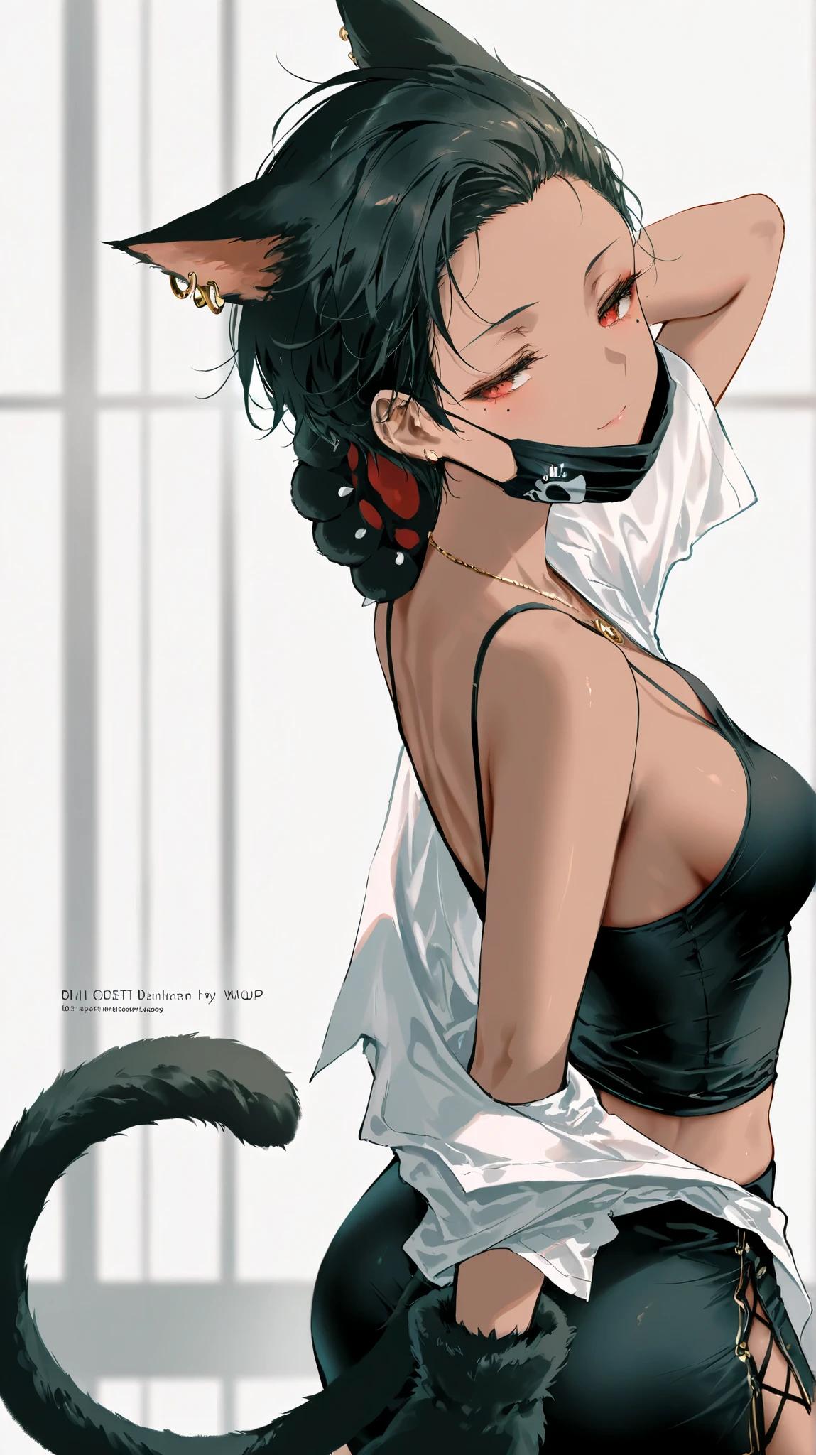 黑白Manhwa Style, anime woman, fur covered her, Thick black line drawing, 美丽迷人anime woman, Kneeling pose,high-heels, low res, In Pixiv, Very fine ink line drawing, Manhwa Style, black and white sketch, Line!!