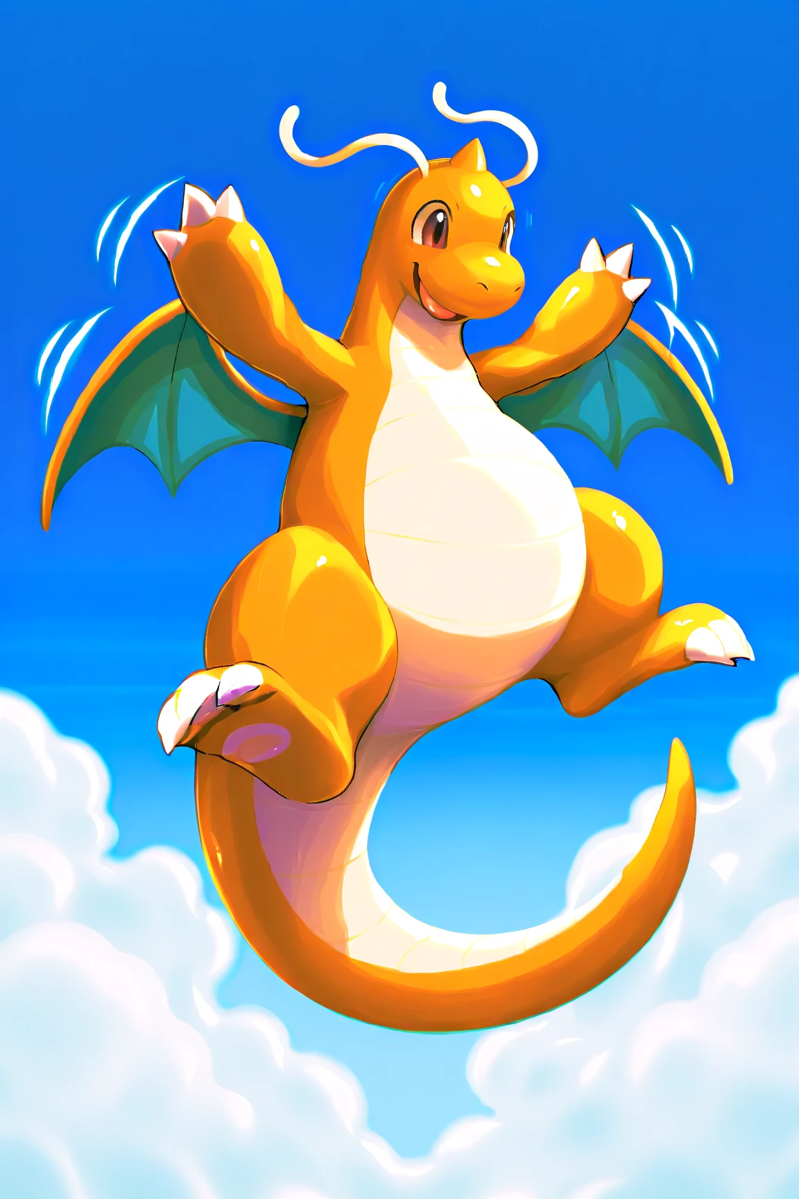 looks cool and flying at high speed Prompt: “Draw Dragonite from