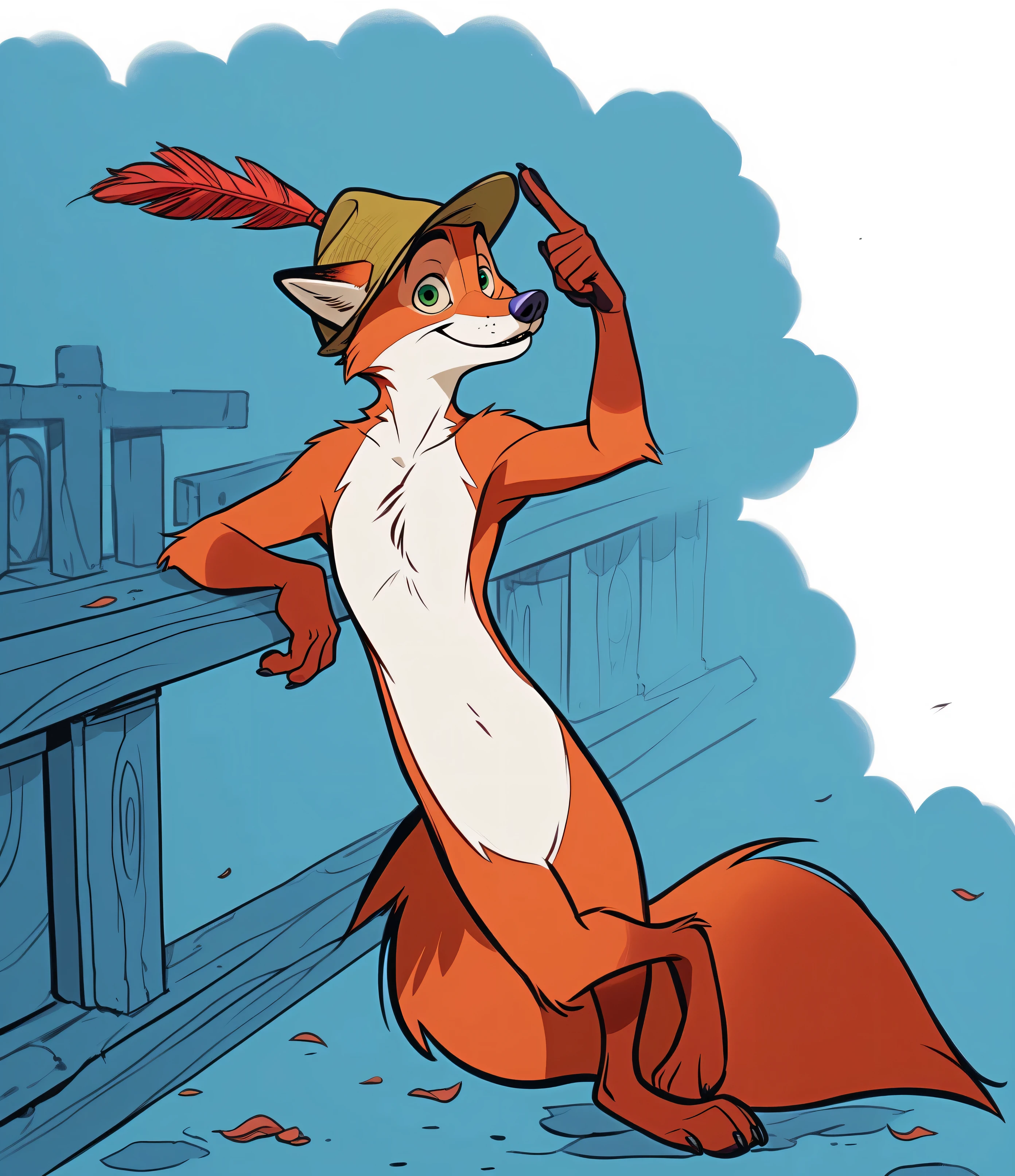 NickWilde, alaskan malamute, solo, detailed, detailed face, detailed eyes, anthro body, male, adult, very muscular:1.1, cartoon shading, cel shaded:1.0, flat colors, shirtless, wfa style, negger style, cartoony anatomy, above waist, looking at viewer, arms crossed, countryside background:1.1