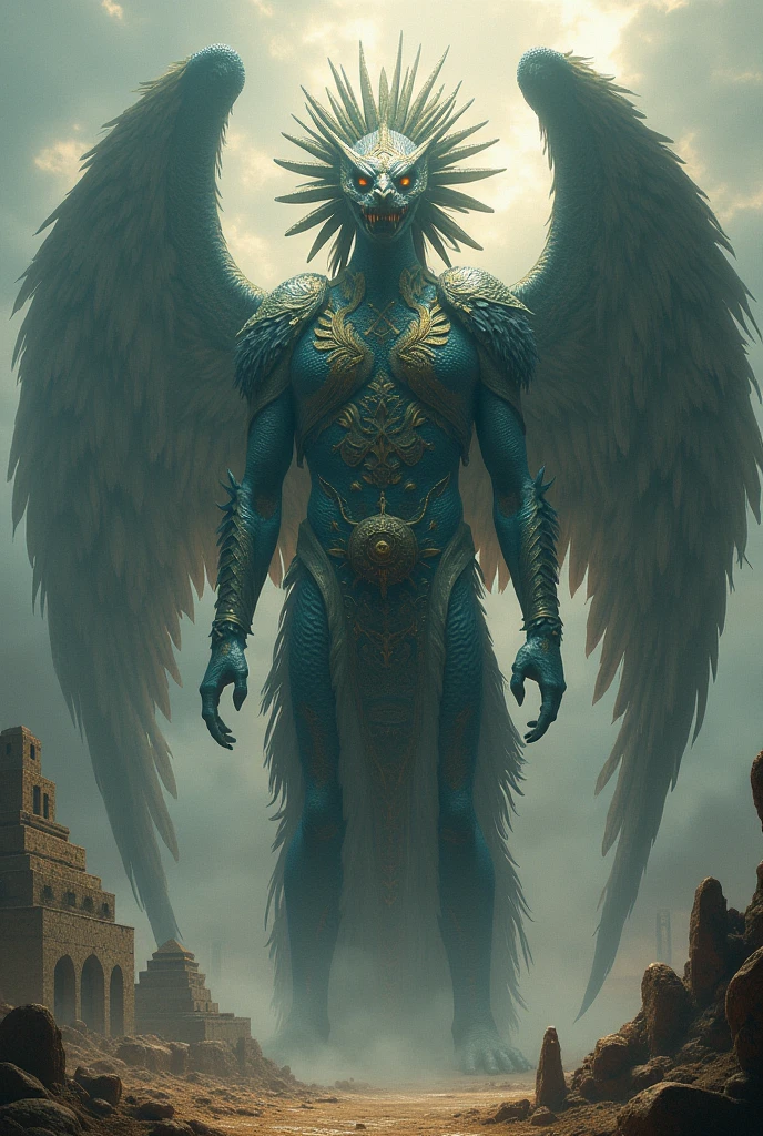 ((raw photo)), ((masterpiece)), anthropomorphic humanoid NagaSerpentGod , golden crest, wearing robes, capes, intricate detail, futobot, intricate Greebles parts, dramatic lighting, rim lighting, cyberpunk alien spacestation