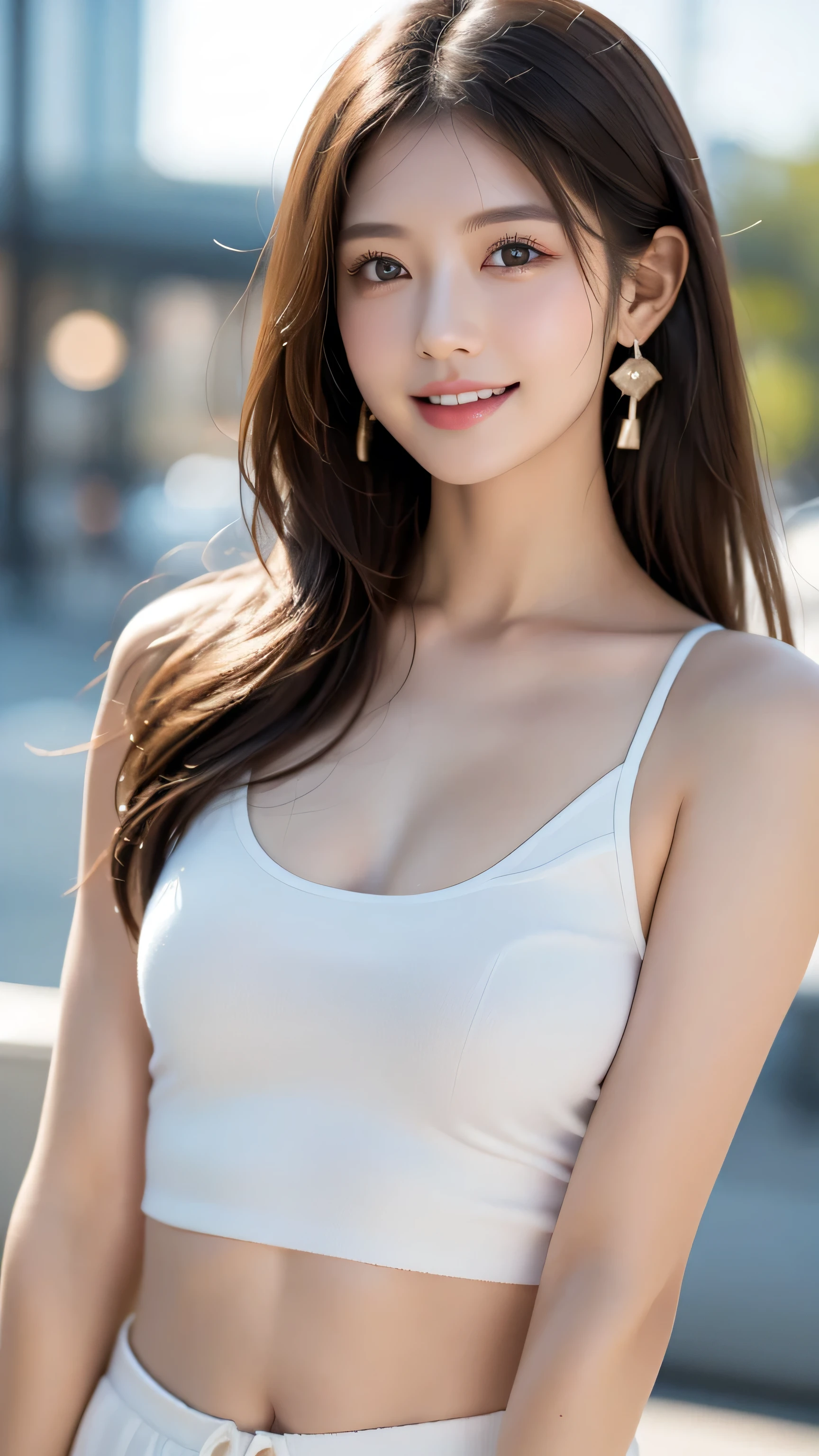 Araffe asian woman in white top and white shorts posing for a picture ...