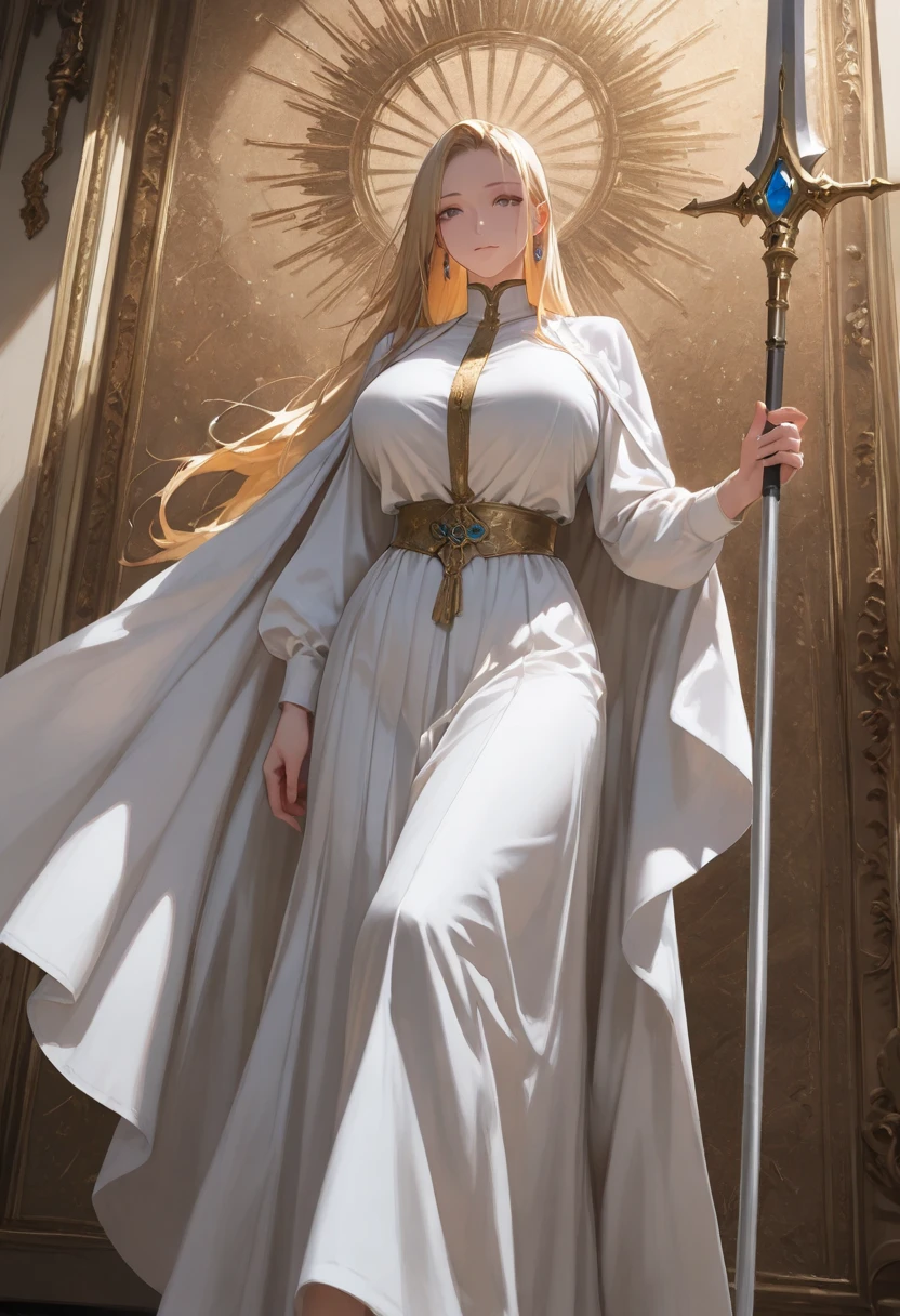 Arafed woman in white dress holding a sword and a sword - SeaArt AI