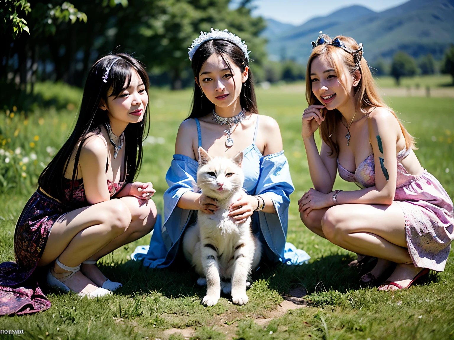 two pregnant kindergarden nine tail fox childgirls swimming. their face is facing towards the camera. they show smiles a huge smile with teeth. they has light blue hair. they wears a small blue coloured camisole. they has a sparkling blue eyes. they are cute, cunning, beautiful, stunning, and sparkling. they have small breast. She has a very long hair and tail. their hands are making love mark. their thigh is lifted. long hair, long sleeves, animal ears, tail, shorts, fox ears, fox tail, (small breast:1.2) (6 months pregnant)