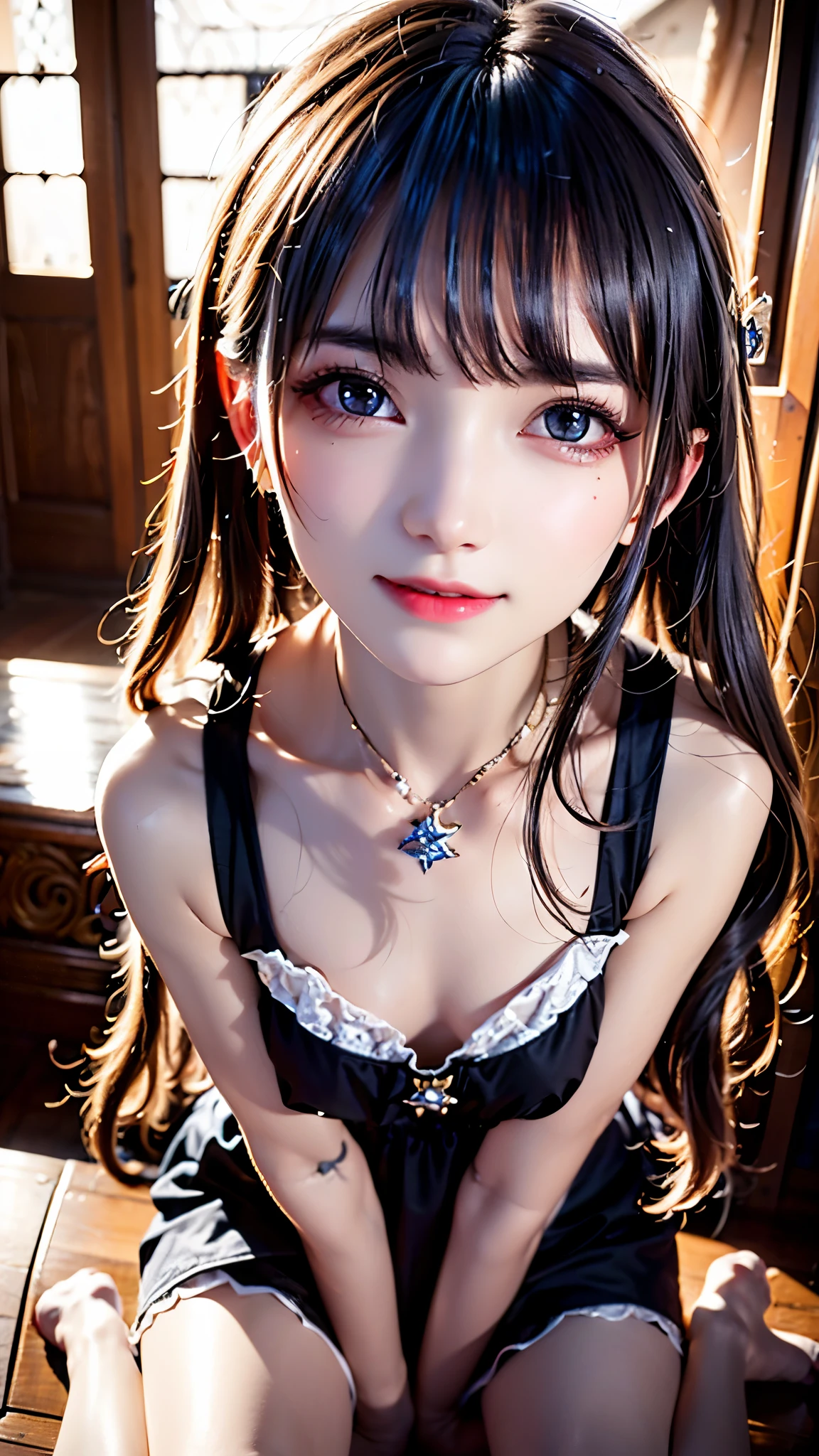 (((((Best Quality, 8K, 32K, masterpiece, 1.2)))),{{solo}},((nsfw:1.5)),{{{Model: GirlfriendMix_v1:1.5}}},((perfect beautiful face:1.5)), in love hotel, wearing, idol dress, netorare, netorare face, spreading pussy with fingers, embarrassed, high quality of vagina, vivid pussy,((a lot of public hairs:1.1)),