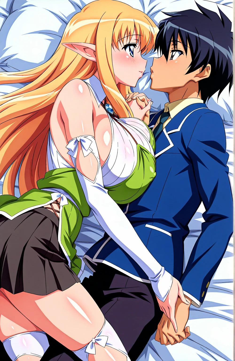 Alicetaria 1Fille, Alicetaria nue_chemise,Ouest_imprimer:,Eren Yeager, Eren and Alicetaria being an adorable couple very emotional in a beach, eren avec pantalon et pull, amour , content, French kiss kiss, happy