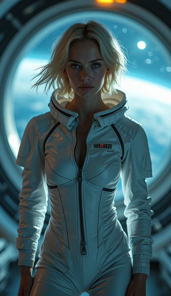 young female in sexy astronaut suit j0rd7nj0n3s  in space, beautiful face, realistic photo, (portrait), [smoke], [haze], natural lighting, shallow depth of field, photographed on a Canon EOS-1D X Mark III, 50mm lens, F/2.8, (intricately detailed, hyperdetailed), ((RAW color)), sharp focus, HDR, 4k resolution, Cinematic film