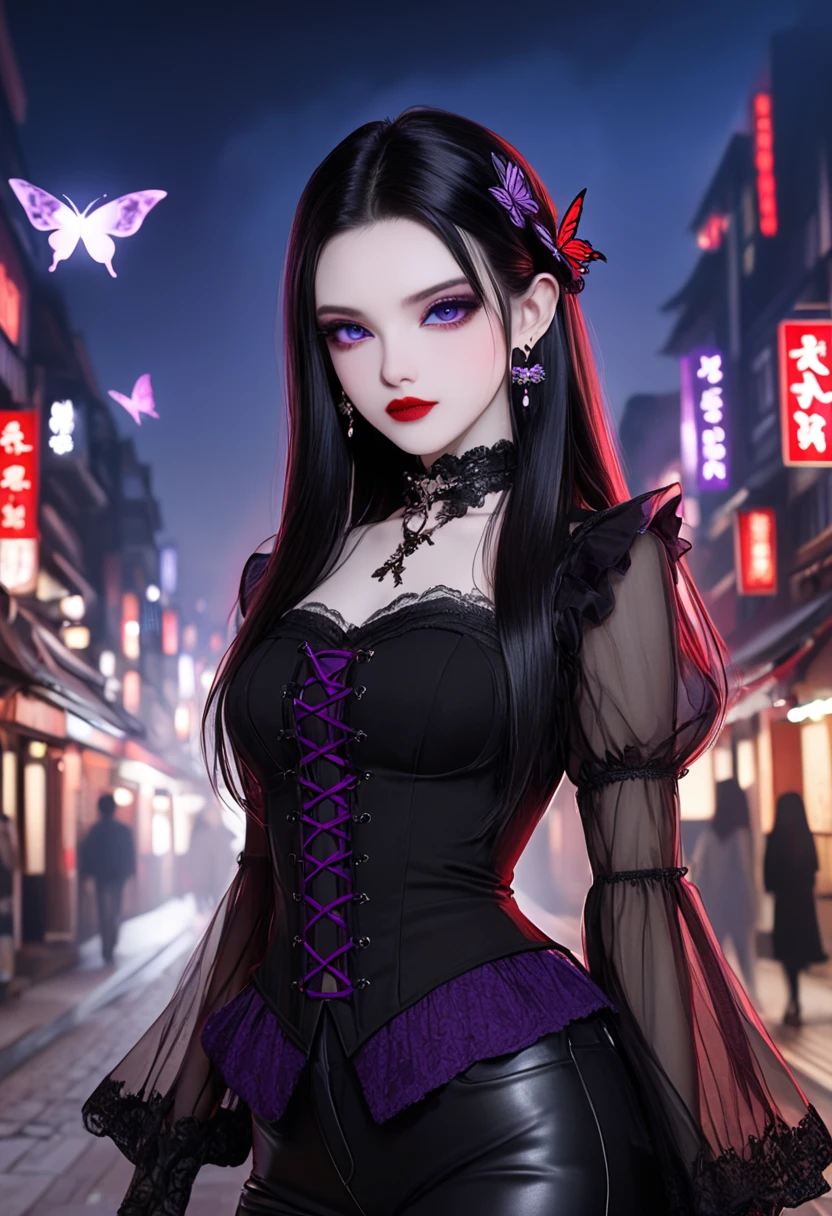 ((16-year-old))) black girl, (((light skin))), (((vampire))), (((New Orleans cemetary, early 20th century night time during mardi grad))), (((bats flying around))), dusk, (((close-up full body pose))),  (((long wavy black hair))), high heel boots, (((wearing period clothing))), dark fantasy art, Rich, Deep Colours, (intricate details:0.9), (HDR, hyper-detailing:1.2), (natural skin textures, hyper realisitc, soft light, Sharp),