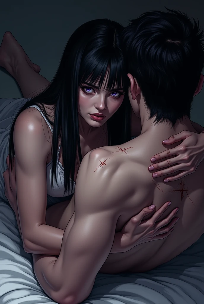 (8K、RAW shooting、highest quality、masterpiece:1.2)、Super detailed、super resolution、(genuine、genuine:1.37)、portrait、High-definition RAW color photo、professional photography、highly detailed face、 highly detailed body、 perfect anatomy、detailed background、(((1people々々girl and devil１people々々)))、(20:1.2)、20th generation、pretty girl、genuineな体つき、small、white skin、glowing skin、because I&#39;thin、black hair、((medium long hair))、(neat bangs: 1.4)、cute face、genuine-looking face、delicate eyes、droopy eyes、((dense forest))、((Captive Woman))、(((No bra)))、(((full nude)))、(((woman&#39;s breasts exposed.)))、((woman with legs wide open))、((standing posture))、((tough demon king:1.5))、((Demon king hugging woman from behind、Grabbing a woman&#39;s breast))、((The Naked Devil))、((rope tied her body))、wet body、((Aranawa that bites into the crotch))、((A large amount of liquid flows out from the crotch))、((tie one&#39;s hands))、((restraint))、((the devil puts his hand inside the woman&#39;&#39;&#39;&#39;s crotch))、earrings、necklace、bracelet、((face turned to the side))、((Woman closing her eyes and yawning loudly))、((look at the devil))、contrapo、dynamic lighting、((firm B cup))、((look behind you))、((expression of agony))、