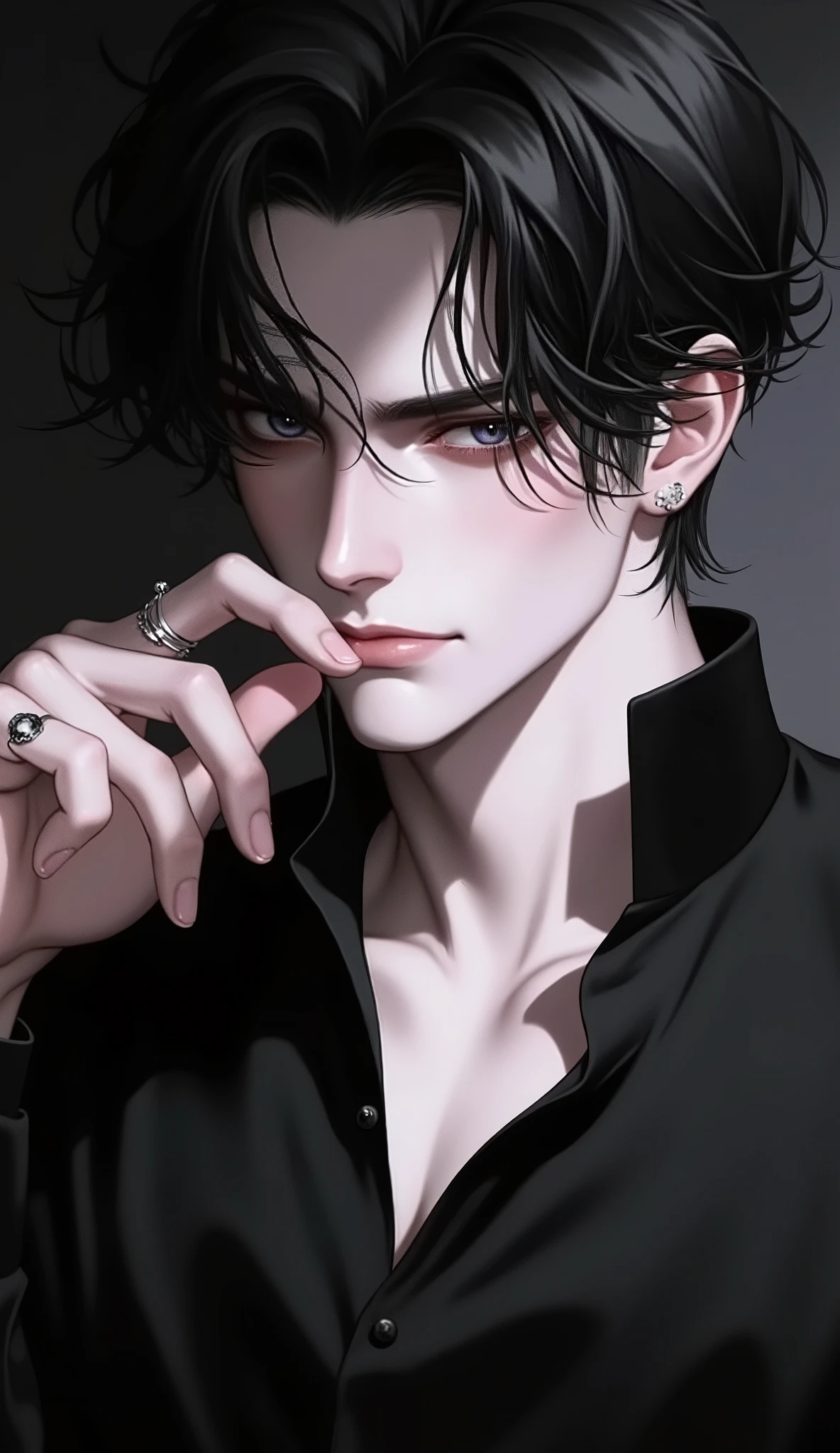  超  nothing   ,   nothing ,  Portrait details   ,   nothing ,   masterpiece,   top quality with beautiful eyes,   very beautiful face ,   super detailed anime style illustration of a handsome man,  cinematic lighting , Sharp Shadow,  high contrast,  smooth skin, Detailed clothing,   semi-realistic ,  dark theme ,  masterpiece,   8K Ultra HD , Eren Yeager
