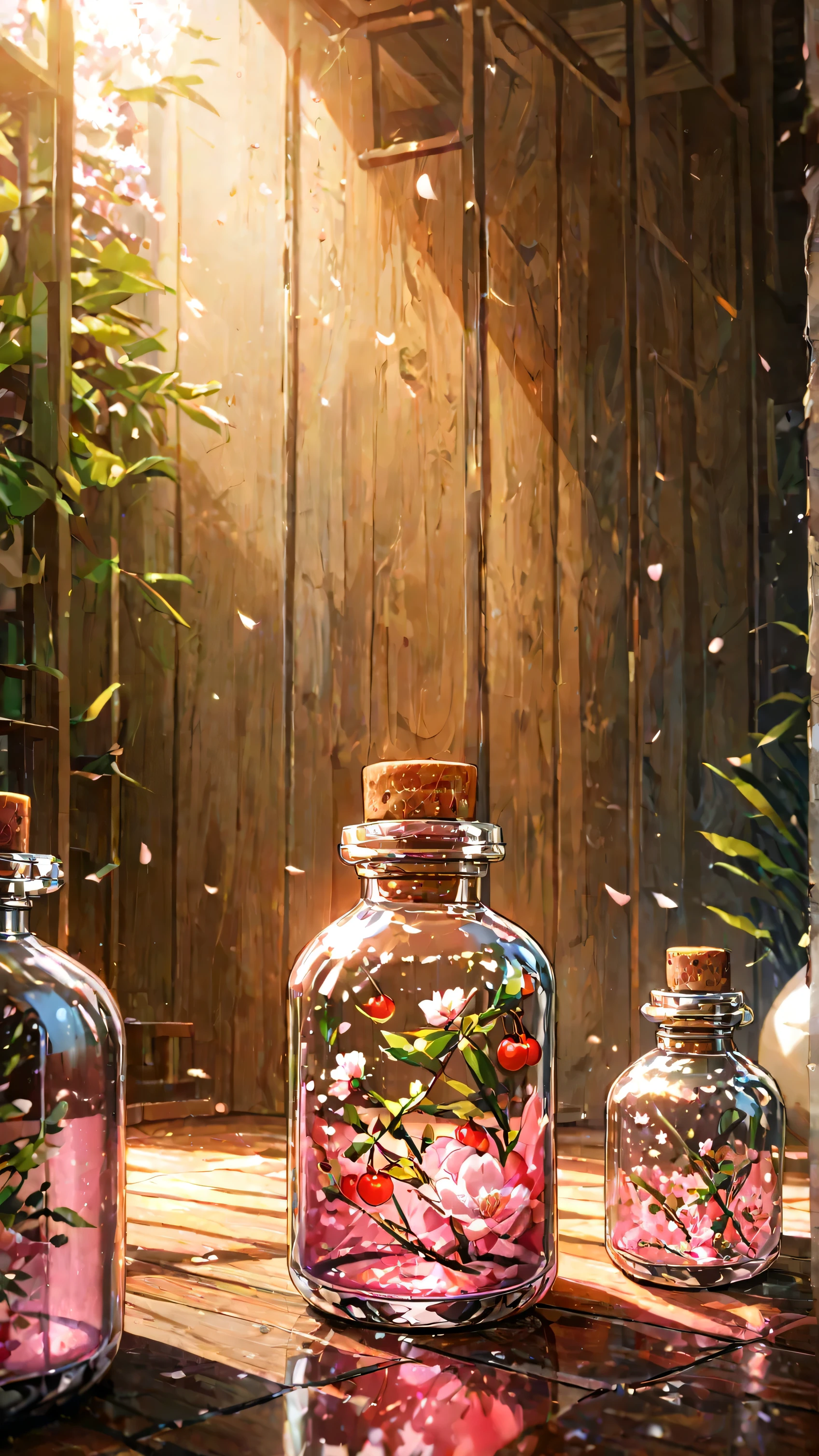 Cherry tree in a bottle, fluffy, by Nomi, Atmospheric Light Refraction , photograph: Lee Jeffries , Nikon d850 film Stock Photo 4 Kodak Portra 400 camera f1.6 Lenses, Wide range of colors, ultra by Nomi by Nomi textures, Dramatic Lighting, Unreal Engine trending on ArtStation Cinestil 800, wall-like