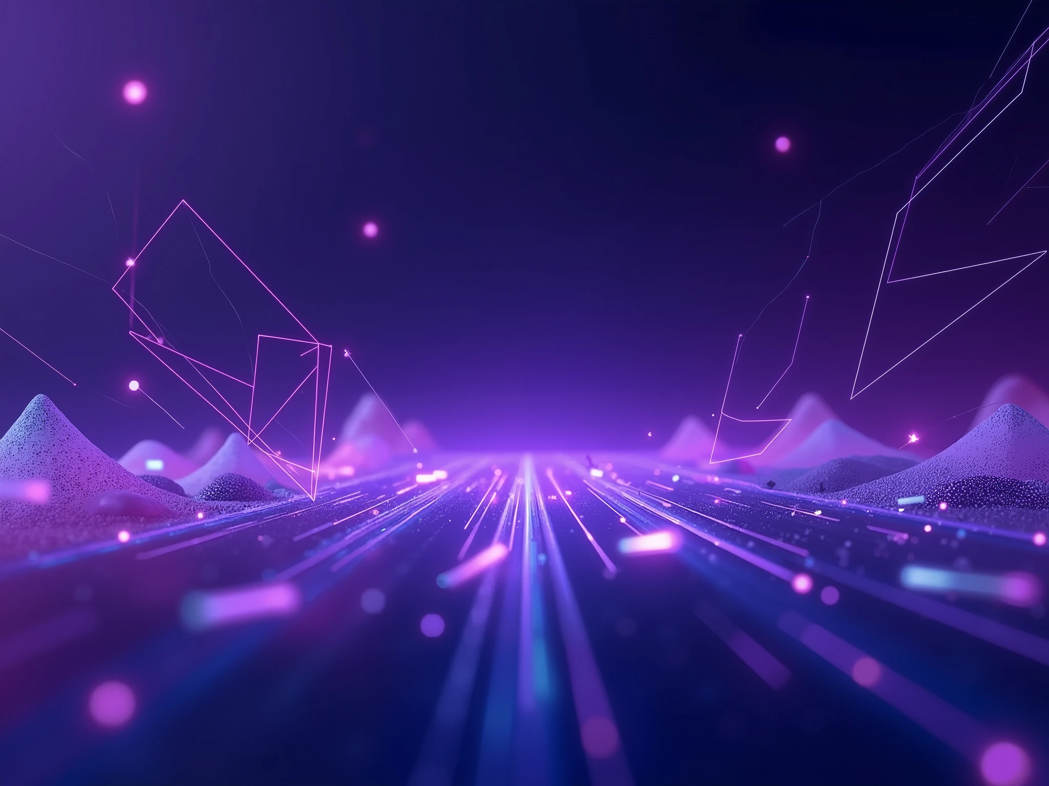 C4D,poster,Luminescence, surreal scene, simple technology background,Blue Purple,Cyberspace,line