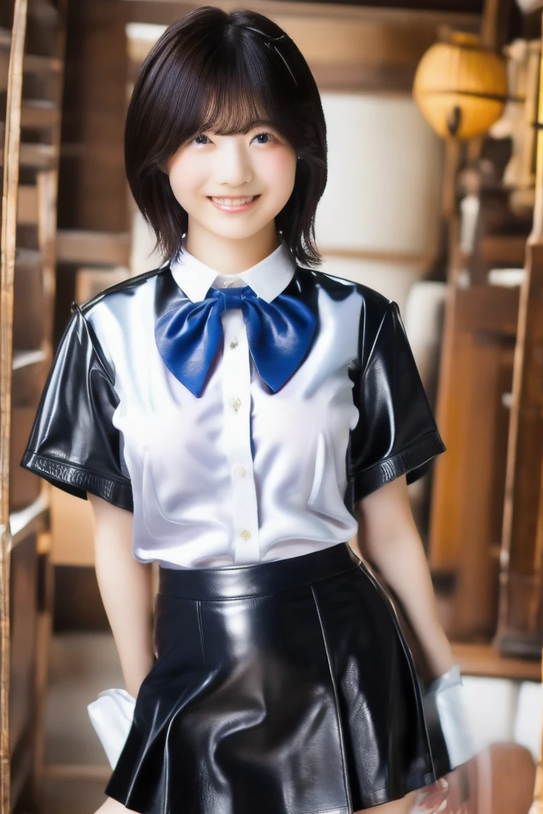 ((Highest quality, 8K, RAW Photos, masterpiece :1.3)), (Realistic、Photorealistic:1.37)、Very detailed、Ultra-high resolution, (Professional Lighting), alone, 1 female, alone, Seeing the viewer, (30 years old), Japanese, Beautiful and elaborate face, Shining Eyes, (Slim waist :1.3), Fine and beautiful skin, Skin Texture, 、A woman in a bunny suit in a library, Sitting on the floor, Background Characters々, Wrist cuff, Removed collar, fishing net, Black shiny outfit, Tight bunny suit, Beautiful Face, Lip details, crowded library、Silky beautiful hair、Medium Hair、Brown Hair、smile、Nipples、バニースーツの上からNipples、orgasm、Female dog