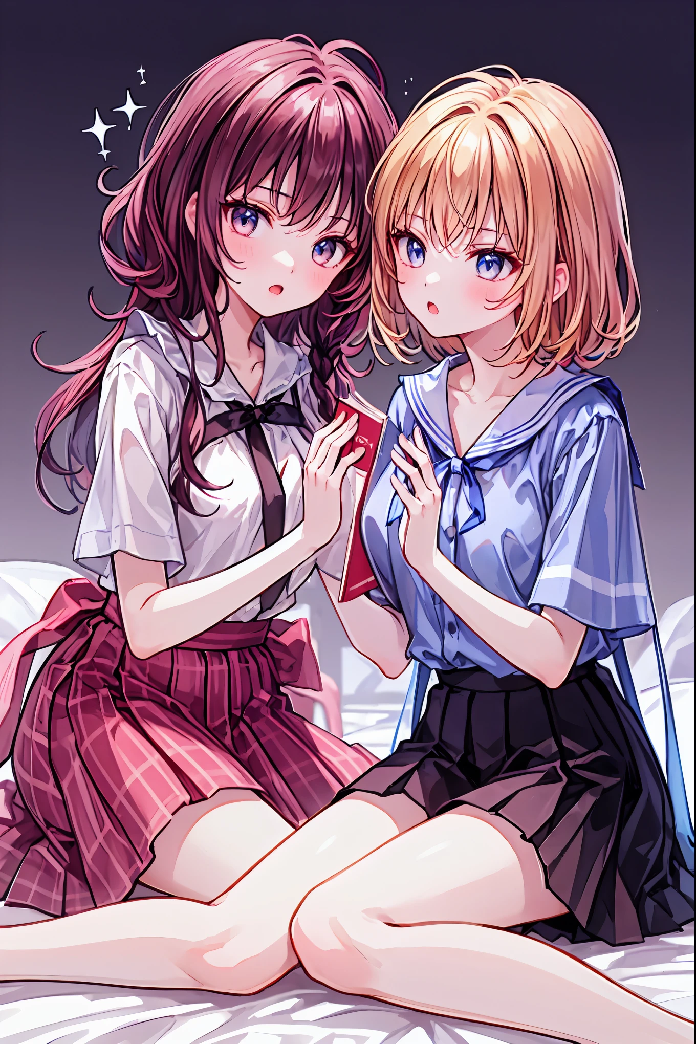material、 thick paint 、 Girls Sleeping With A Hangover、Pale face、Pain々Funny face、A tired face, 手は2Books、The legs2Books、Fingers5Books,Black T-shirt、 shorts、1people々 girl、 on the bed, Hair, shortcuts, unkempt hair with an opening,Short braided hair,Neat,スレンダー美people, correct posture,Small chest, beautiful legs, enchanting gray-blue eyes shine like stars, droopy eyes , bright colors, beautiful eyes,A delicate smile,Textured Skin, Best Quality at its Best , gentle and beautiful woman , anime style、