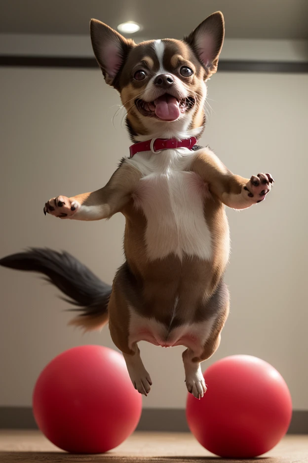 there is a Jack Russell Terrier dog that is jumping in the air with a frisbee, jumping for joy, horizontally leaping!!!, leaping, leaping into the air, ( dog ) jumps over hill, ( dog ) jumps from mountain, dog jumps over hill, leaping towards viewer, happy dog, jumping, jack russel terrier, jumping towards viewer