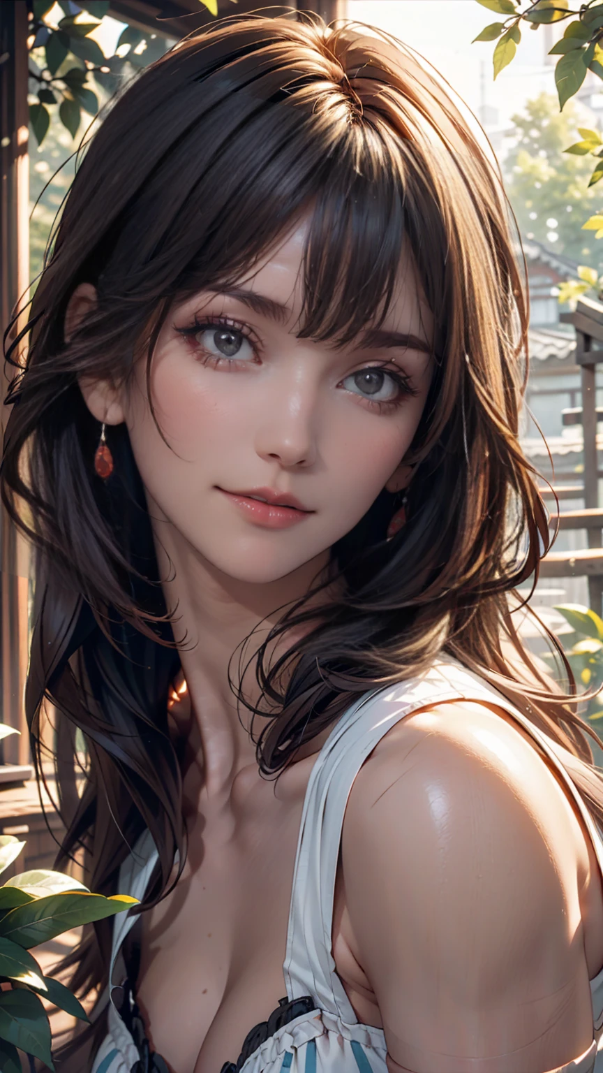 (Ultra Real), (Illustration), (High Resolution), (8K), (Very Detailed), (Best Illustration), (Beautiful Detailed Eyes), (Best Quality), (Ultra Detailed), (Masterpiece), (Wallpaper), (Detailed Face), Night Up, Ice Cream,Long Hair,Solo,Simple Kimono Top Girl, Sweaty, Japan Person, Big , (Camel Toe) Nezuko Kamado, Flirty Smile, seductive, pomade,