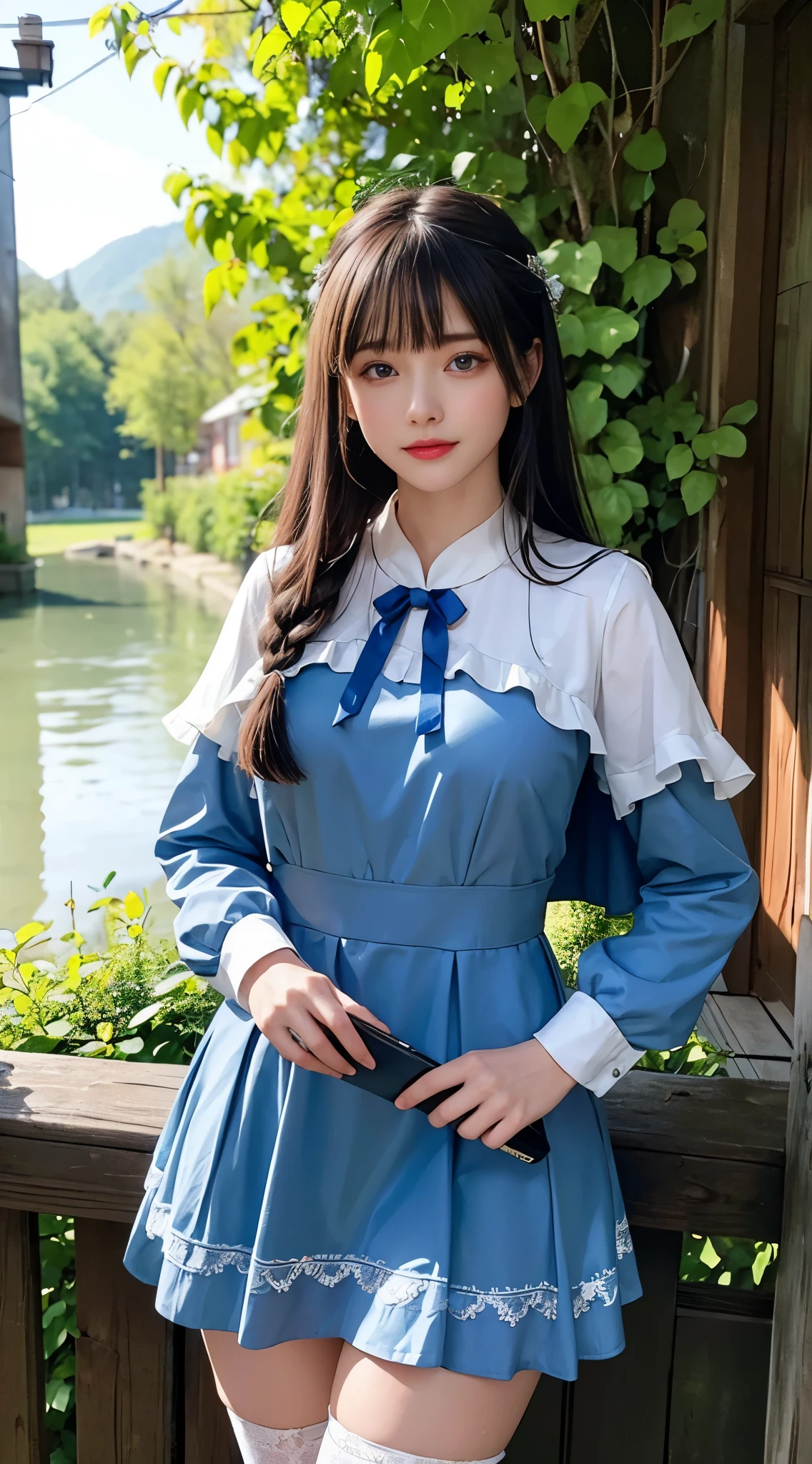 ((of the highest quality, 8K, masutepiece: 1.3)), Beauty, 1 Japan Girl, lolli (baby face:1.2, round face, lower height), portrait, brown hair, bob hair, (wavy hair, curl inward), 28 years old, Detailed face, very detailed lips, Detailed eyes, Double eyelids, Sweaty skin: 1.2, :o, head tilt, (maid dress. black collared dress, puffy sleeves, long sleeves, white apron, frilled apron), in the bed room,