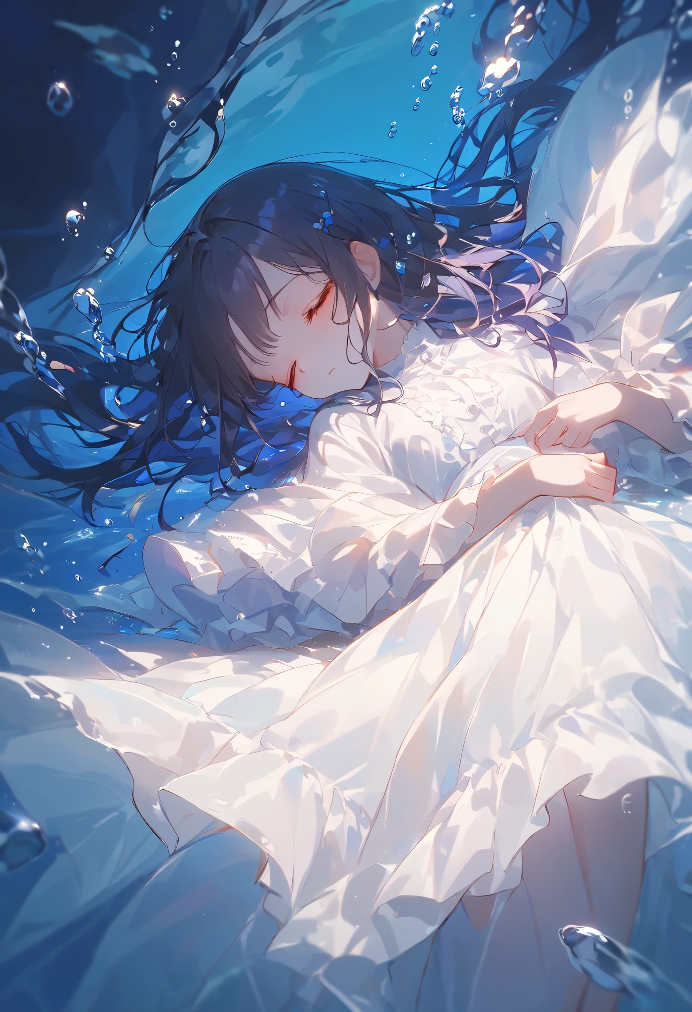 Girl Flickering Underwater 。 is so tireless as to sleep。