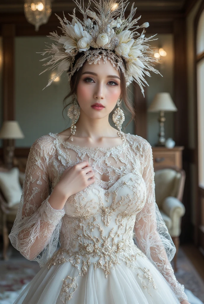 White Lace, by Tim Walker, best quality, masterpiece, very aesthetic, perfect composition, intricate details, ultra-detailed