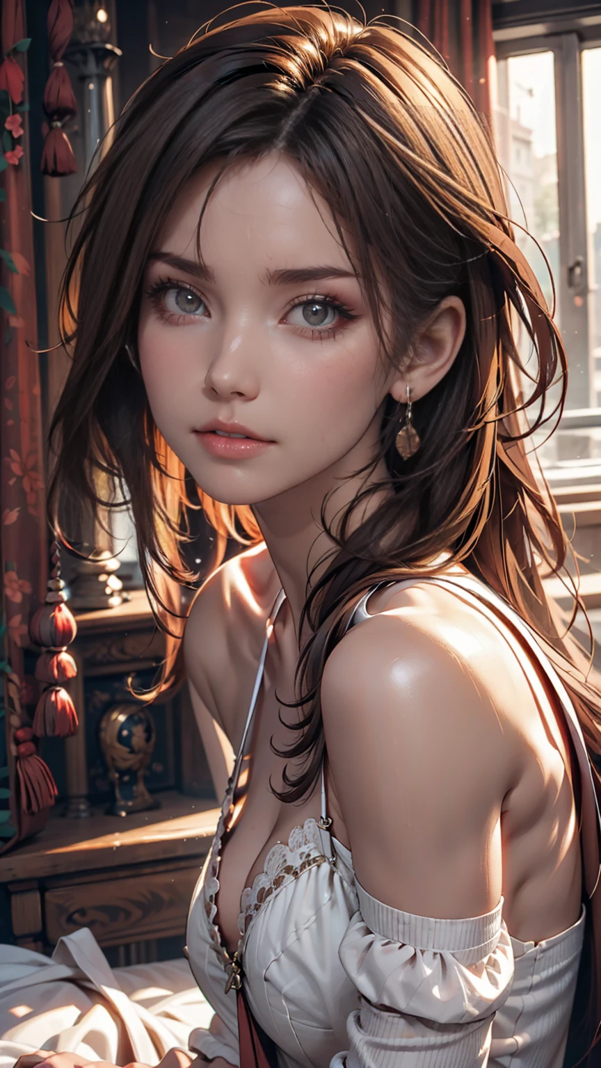 High resolution picture portrait of a ultra beautiful young woman modeled after Lily-Rose Melody Depp, with a beautiful face, as a nude cavewoman displayed as animal exhibit in a naturalistic display in a museum, under soft lighting in the style of Bruce Pennington, Frank Frazetta, and Parrell Sweet