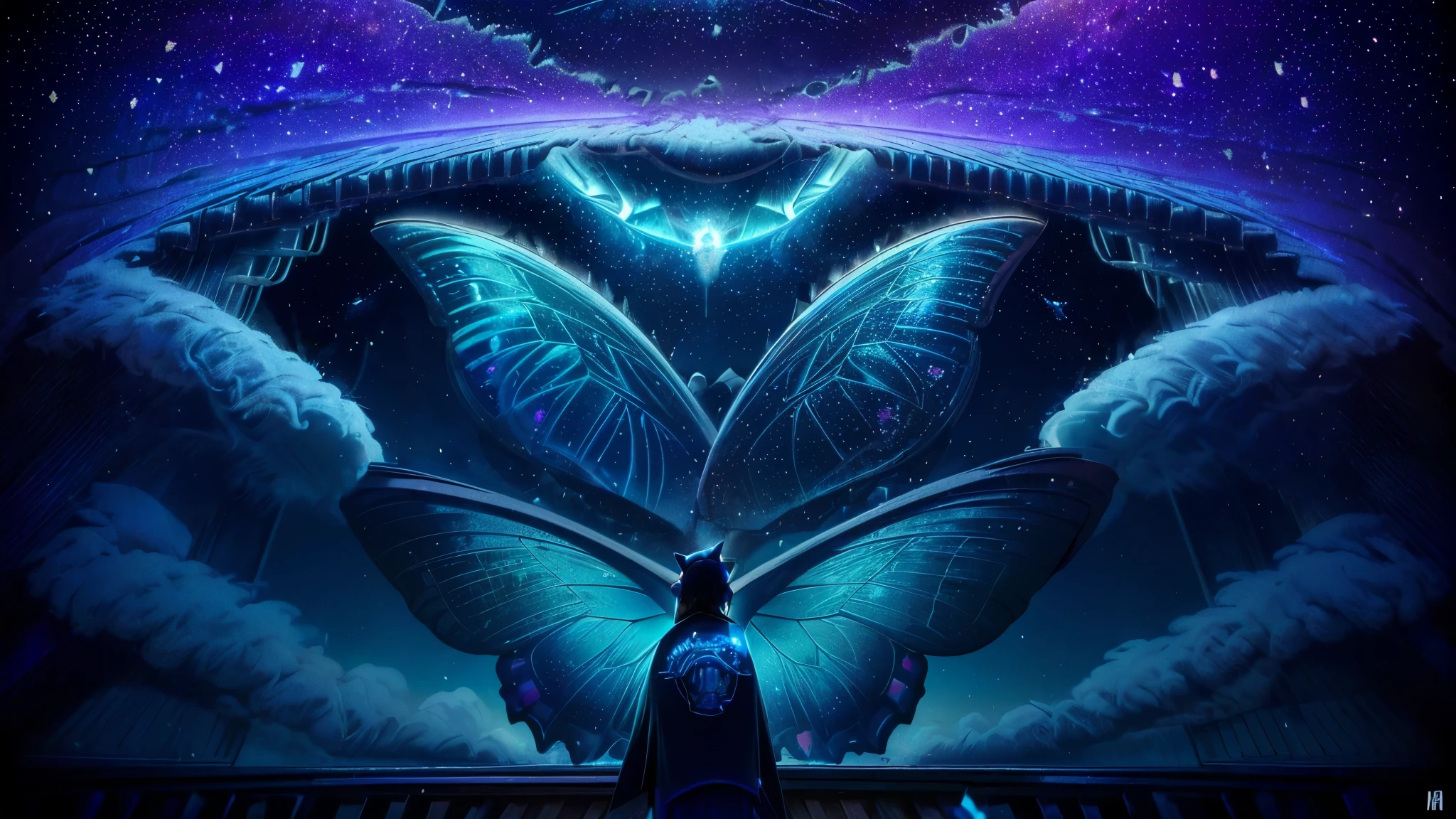 超 high definition, high definition, high quality , Spectacular Scenery ,((息をのむような美しい Milky Way銀河))),((( large groups of cobalt blue morpho butterflies flying above the water)). shot with a fisheye lens ,((( mystical atmosphere ))), Beautiful Sunset , Majestic Atmosphere, Milky Way, star, star屑, Milky Way, 流star, ((( people in Manfu))), Beautiful Sunset , Bioluminescent flowers and trees at the bottom of the valley々Covered in,