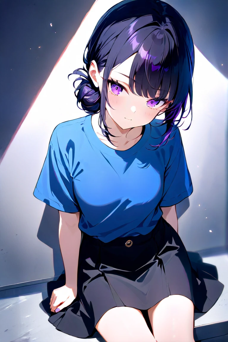 a girl with white and purple ombre hair, wearing high-waisted jeans, detailed portrait, realistic, cinematic lighting, intricate details, colorful, stunning, ethereal, photorealistic, 8k, masterpiece