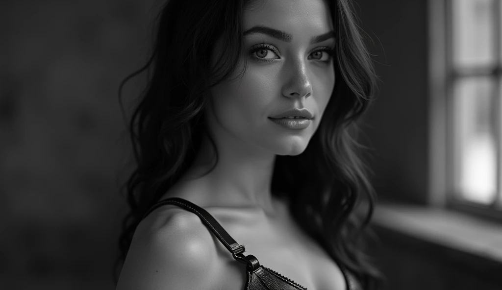 naked girl, small boobs, Weiche Schattierung, detailed face and body, Zarte Linien, Hoher Detaillierungsgrad, monochrom, Licht und Schatten, realistisch, Artistry, dezente Glanzlichter, Exquisite Kurven, sanfter Ausdruck