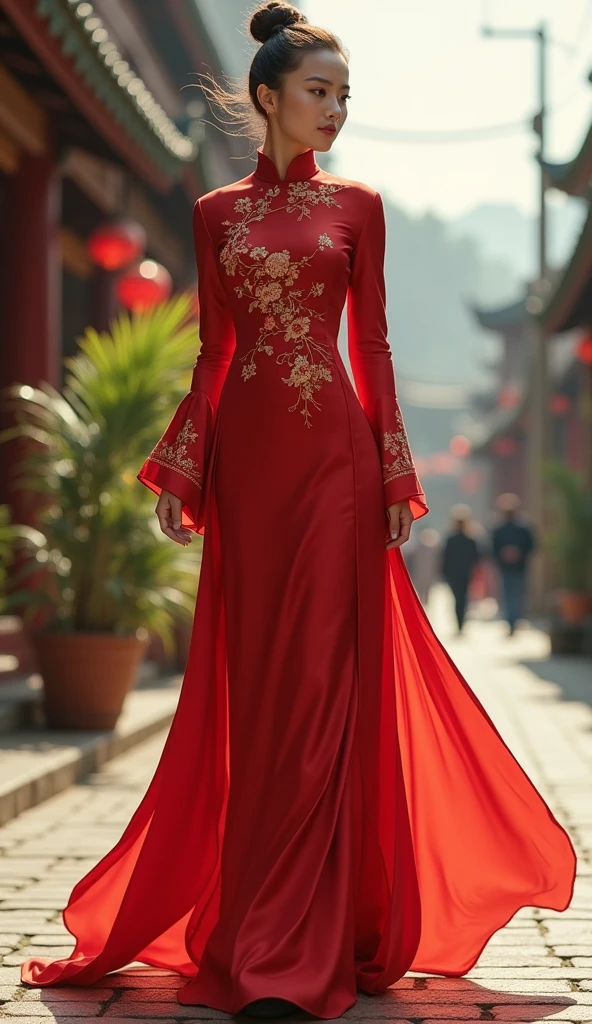 A Chinese women's uniform front and back to wear at the opening of the Olympics