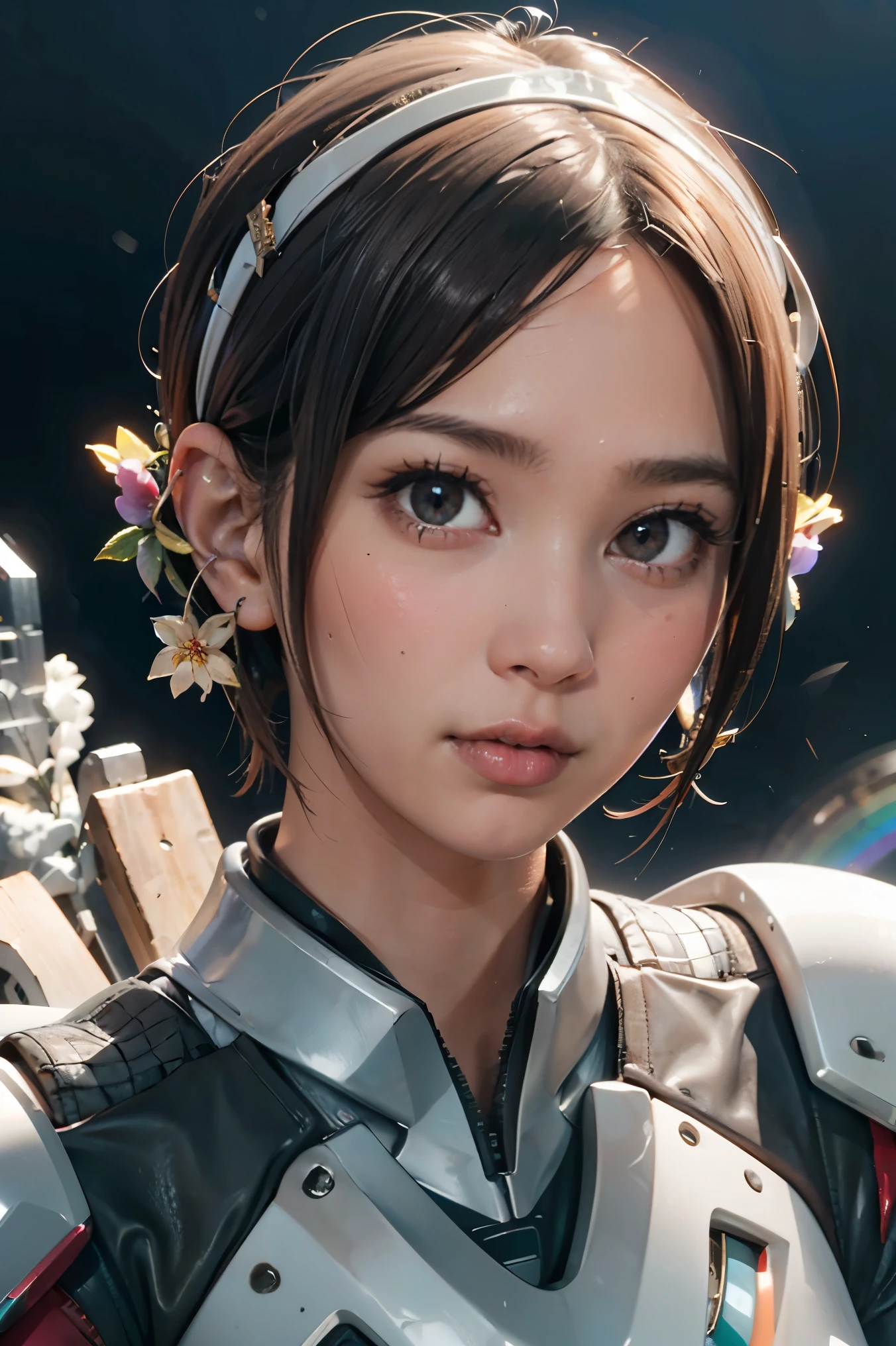 Masterpiece, Superb Girl, Cute Girl, Bust, High Detail Eyes, Perfect Eyes, Portrait, High Detail Face, Same Eyes, Glare, Rainbow Color, Global Illumination, Soft Light, Dream Light, Digital Painting, 8K Close-up, Fantasy, Night Sky, Stars, Nebula, White Crystal, Moonlight, Serenity, Summer, (8K:1.1), white, full body, Illustration, cinematic light, high resolution, best quality, ultra detailed, masterpiece, power suit, powerranger, suit, spd, (silver royal guard ranger suit), gold detail