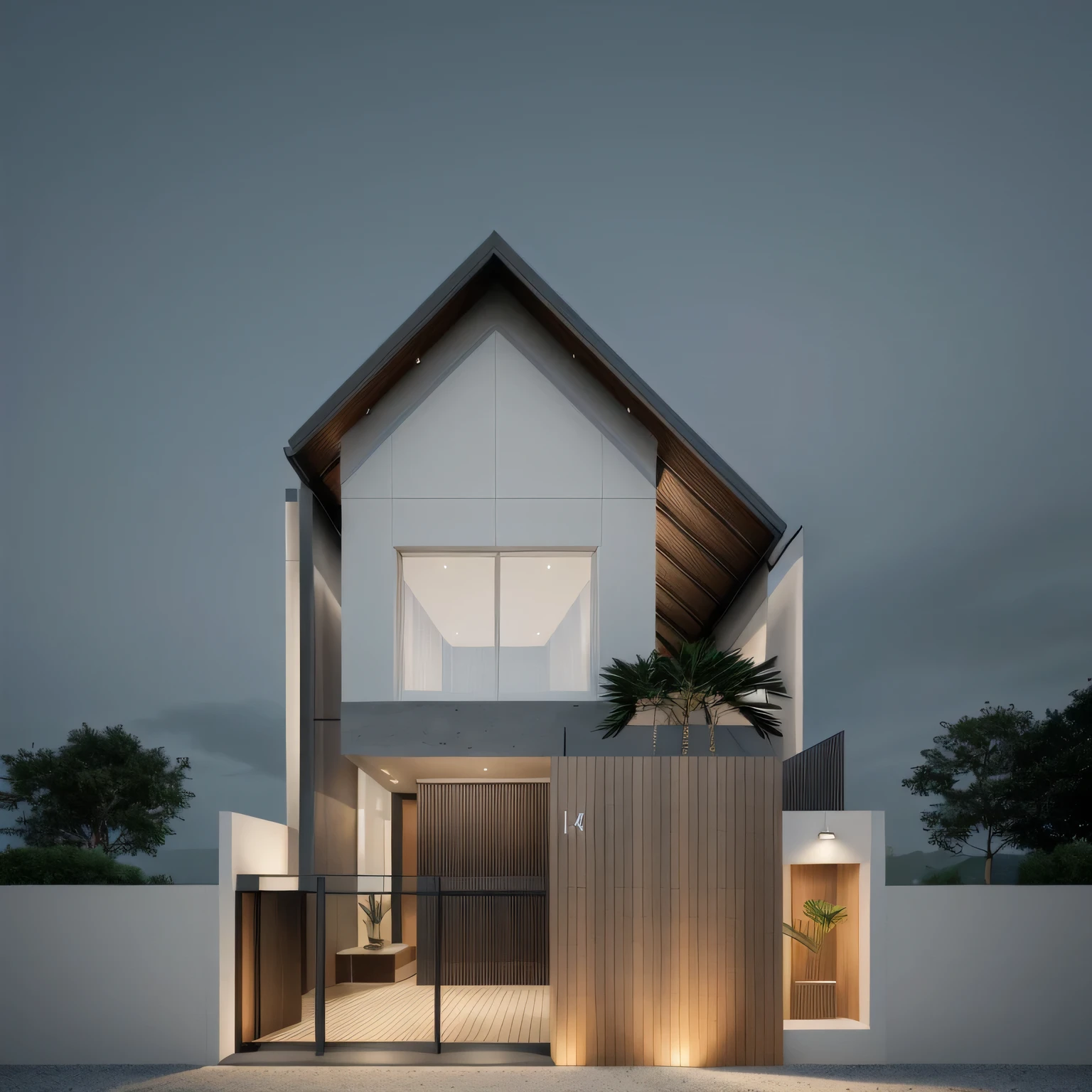 PLATFORM KTHOUSE, 1 morden villa, main material of villa about build color wall:1.2 glass panel:1.1 and stone:1.2, 1large yard, 1 road runs in front of the house, (RAW photo, real, best quality, masterpiece:1.2), look morden minimalist, 1 road in front of the house, dynamic lighting:1.3, (hyper realistic, photo-realistic:1.2), high quality, (dark lighting:1.2), perfect lighting, archdaily, no human