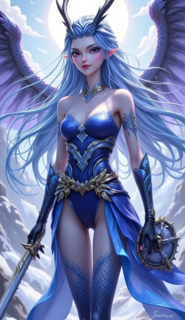 ultra-detail, realistic professional photograph,

full shot, full body, straight shot, 1 girl, blue hair, blue eyes, long hair, large round breasts, floating, posing, power pose, halo, angel wings, haughty expression, looking into the distance,

standing in intricate detailed starfield, comets and nebula in background, streaks of light, cinematic lighting, side lighting, dark detailed galactic background,

8k, 4k, (highres:1.1), best quality, (masterpiece:1.3)