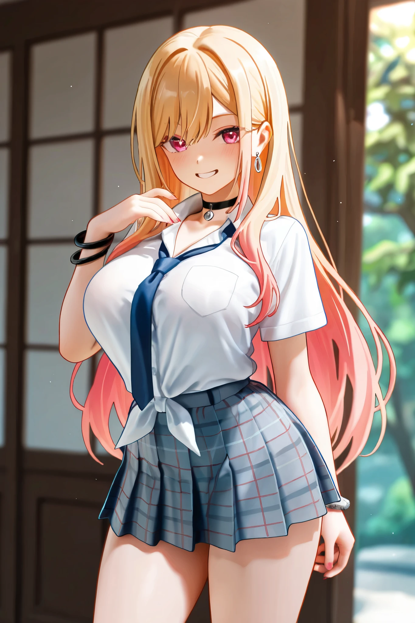 A very beautiful woman, orange skirt, tied up, kneeling, anime, pastel