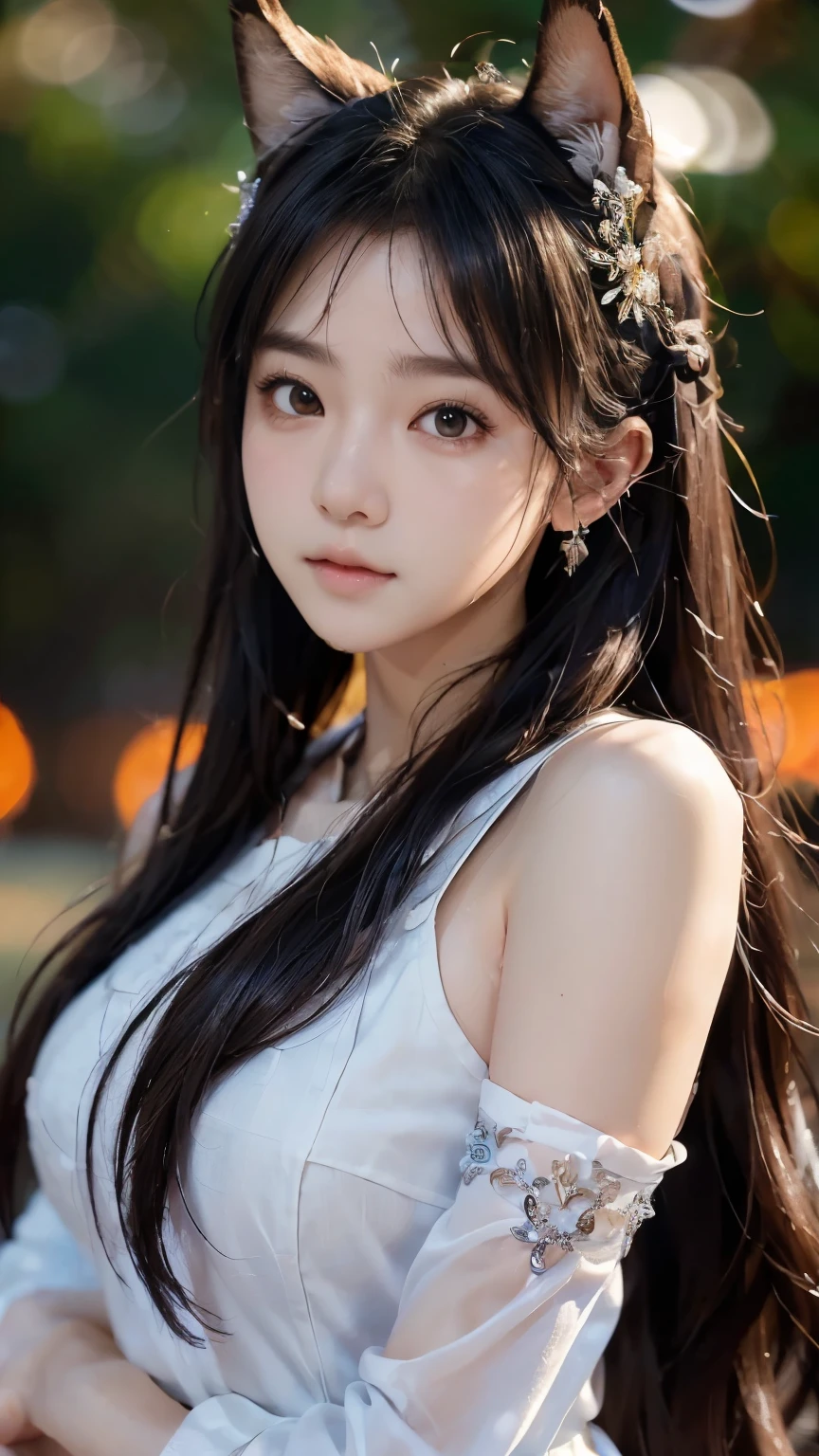 ((original:1.2)、Intricately detailed illustrationasterpiece:1.3))、Animated girl with animal ears and hair ornament、((Highly detailed CG:1.5)、Unity 8k wallpaper)、((high:1.5)、((sharp:1.37))、dynamic lighting、((Bokeh:1.4))、Beautiful girl with animal ears and hair ornament、Her features are accentuated with intricate details and intense highlights.、Her eyes sparkle under the sharp focus。 The texture of her fur、Individually defined in extreme detail in CG rendering、The scene is filled with the depth and dynamism of Bokeh.