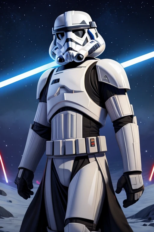 storm trooper, helmet, white armor, science fiction, star wars, 2boys, solo, [black bodysuit], group picture,