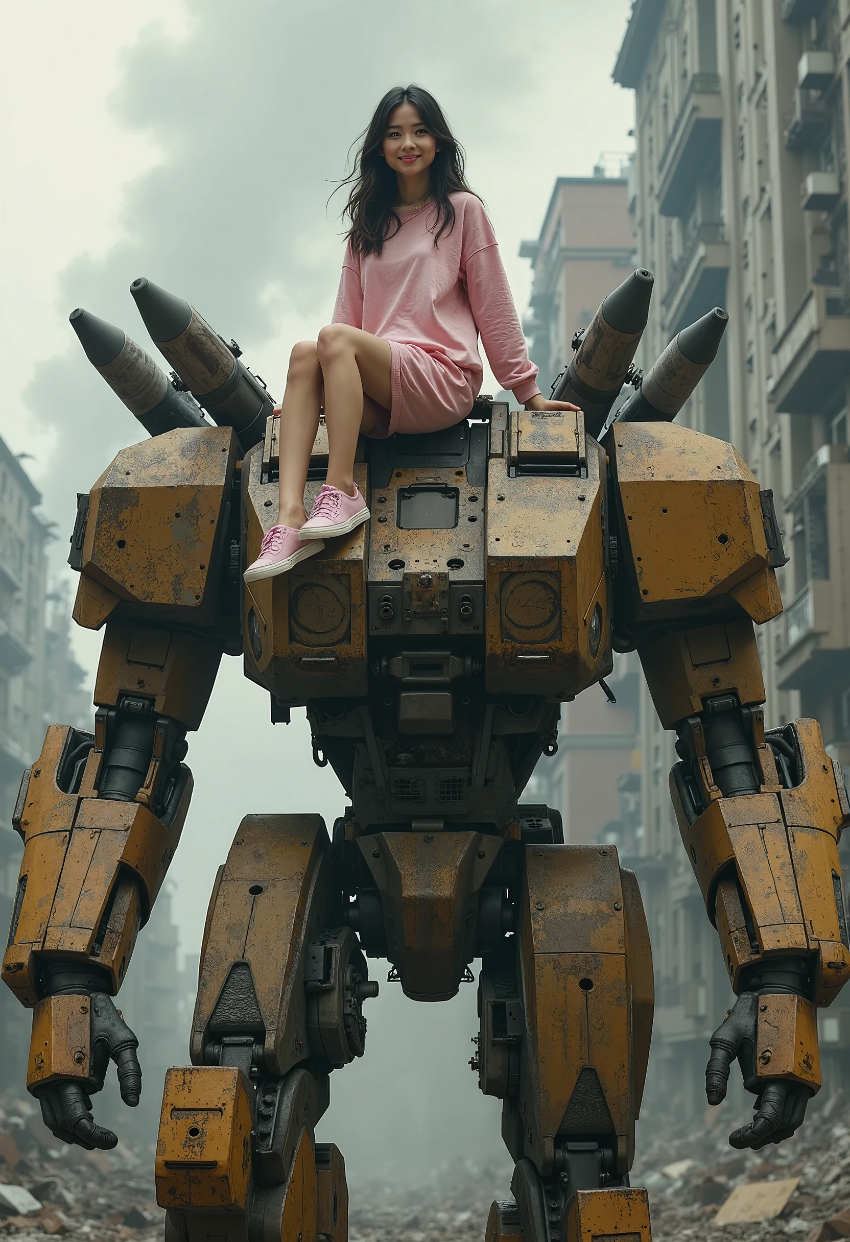 （Female robotic tiger), Solitary,, Detailed fur texture, (Cyberpunk), (Wear black short sleeves and black shorts), ,Feet are claws wearing beach sandals,Metal body，Wires and cables that connect the header and body，Mechanical limbs，Trunk wires and cables，Mechanical plug,Wire inserted into the belly, dawn, shadow, Bright environment, (Chest gemstones), , (Kantanagarmouli)), (Bottom view), Looks excited, [Simple background], Detailed student, Masterpiece Artwork, Caustic lines, Rim Light, Single light source, 清晰的shadow, Finger claws, (Digital Grade, Claws), (Hanfu),Sitting in the warehouse with my feet up，Soles facing the screen