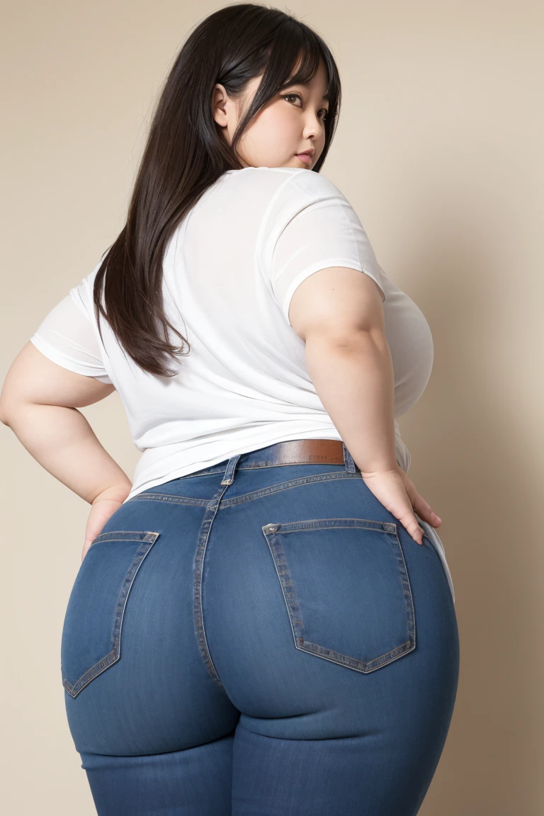 43 years Old, beautiful fat woman in hijab, woman in a white shirt and jeans shorts(j0ng, denim shorts, shorts, micro shorts), giant stunning goddess shot, beautiful thick female, curvy accentuated booty, big booty, bulging like crazy, crazy wide hips, big wide shaft, big booty, thick hips, wide, strong and big, with a large breasts, with large breasts, very saggy breasts!, buxom chested, big breasts, large breasts!!, sfw saggy breasts, breasts covered and sfw, lit from behind