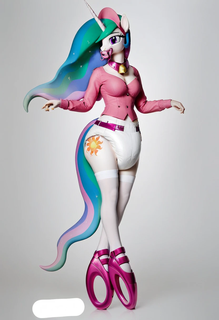score_9, score_8_up, score_7_up, score_6_up, score_5_up, score_4_up, solo, Princess Celestia, my little pony, female, blushing, busty, antro,, anthro, pajamas, ((spiral eyes)), (hypnotized:1.2), (full body:1.2), hand up, tense body, (smiles through clenched teeth:1.2), hooves, collar, (film studio:1,2), sexy, (adult), (small butt:1.2), (skinny:1.2)
