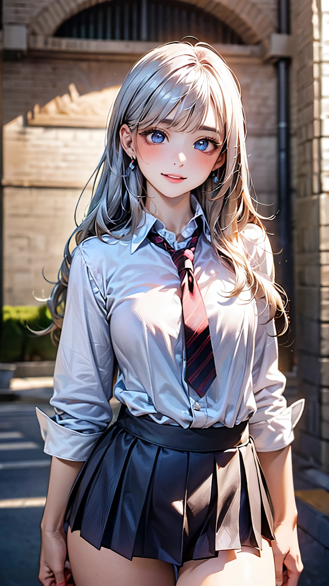 ((Biologically correct limb count))、(( Illustrations including faces))、4K、Masterpiece、((Focus on the face))、((Symmetrical, well-proportioned facial features))、Eyes with delicate depictions、Beautiful woman、Outstanding style、Slender Body、(shirt、High heels、((Knee-length skirt)))、On the carpet、(Looking up、Shy、smile)、((saint))、high school girl、Absolute area、
