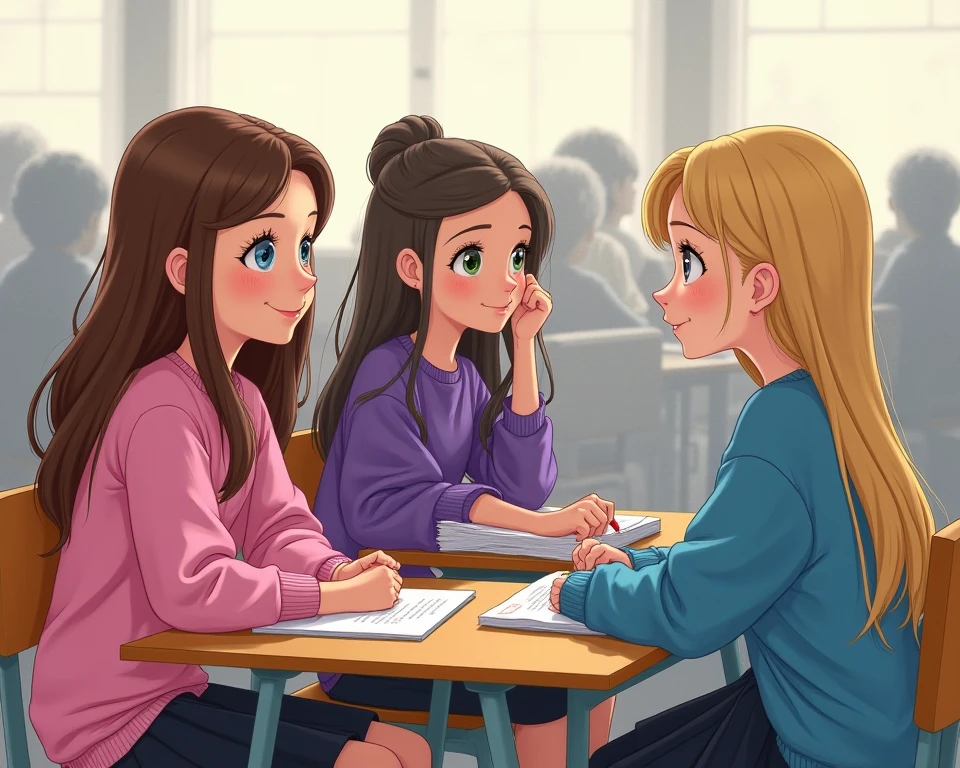 drawing 2 young people sitting and talking, 1 male and 1 female with comic style drawing funny strokes