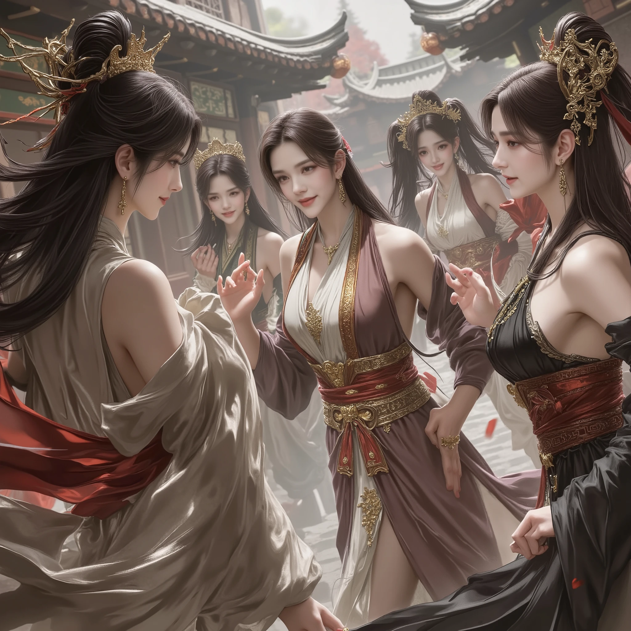 A group of 18-year-old girls had an argument over the four of them wearing ancient Chinese clothes from the Han Dynasty, five of them.
