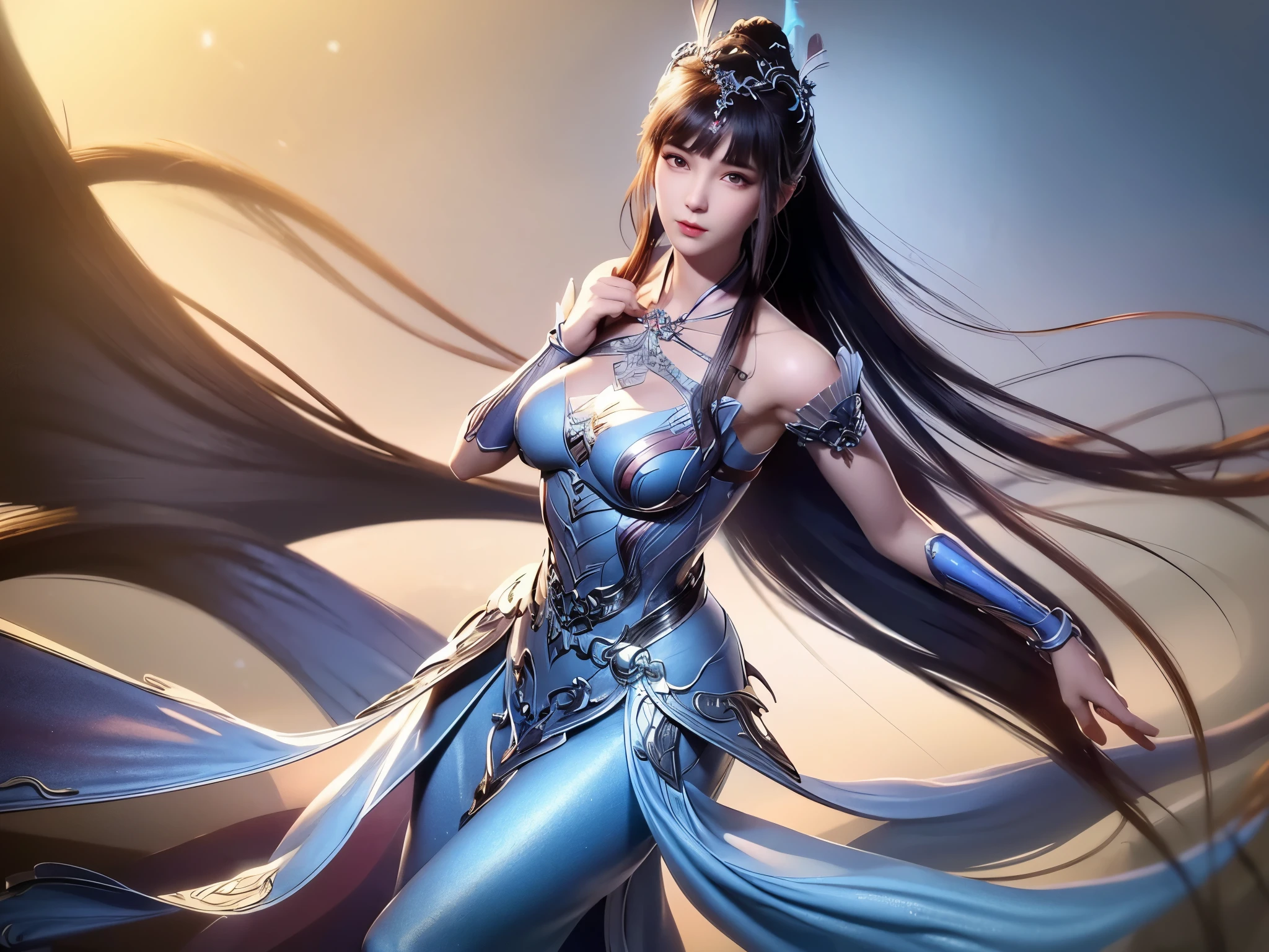 A style that combines ancient times with science fiction,ChineseGirl,20yr old,researcher,Long ponytail hairstyle,black color hair,red eyes,A plump chest,Open white coat,red pattern,Red suspender underwear,liner,scantily clad,Shoulders bare,bare abdomen,scholar clothing,joint armor,close your mouth,hands unfolded,Expand the pose,Hand hidden,elegant and charming,Calm and serious,heroic look,(avatar close up),(Avatar photo),(head portrait),Futuristic fantasy,ancient fantasy,Lab scenario,inside a room,Electromechanical robot,Futuristic tech style,cyber punk personage,hyper realisitc,8K
