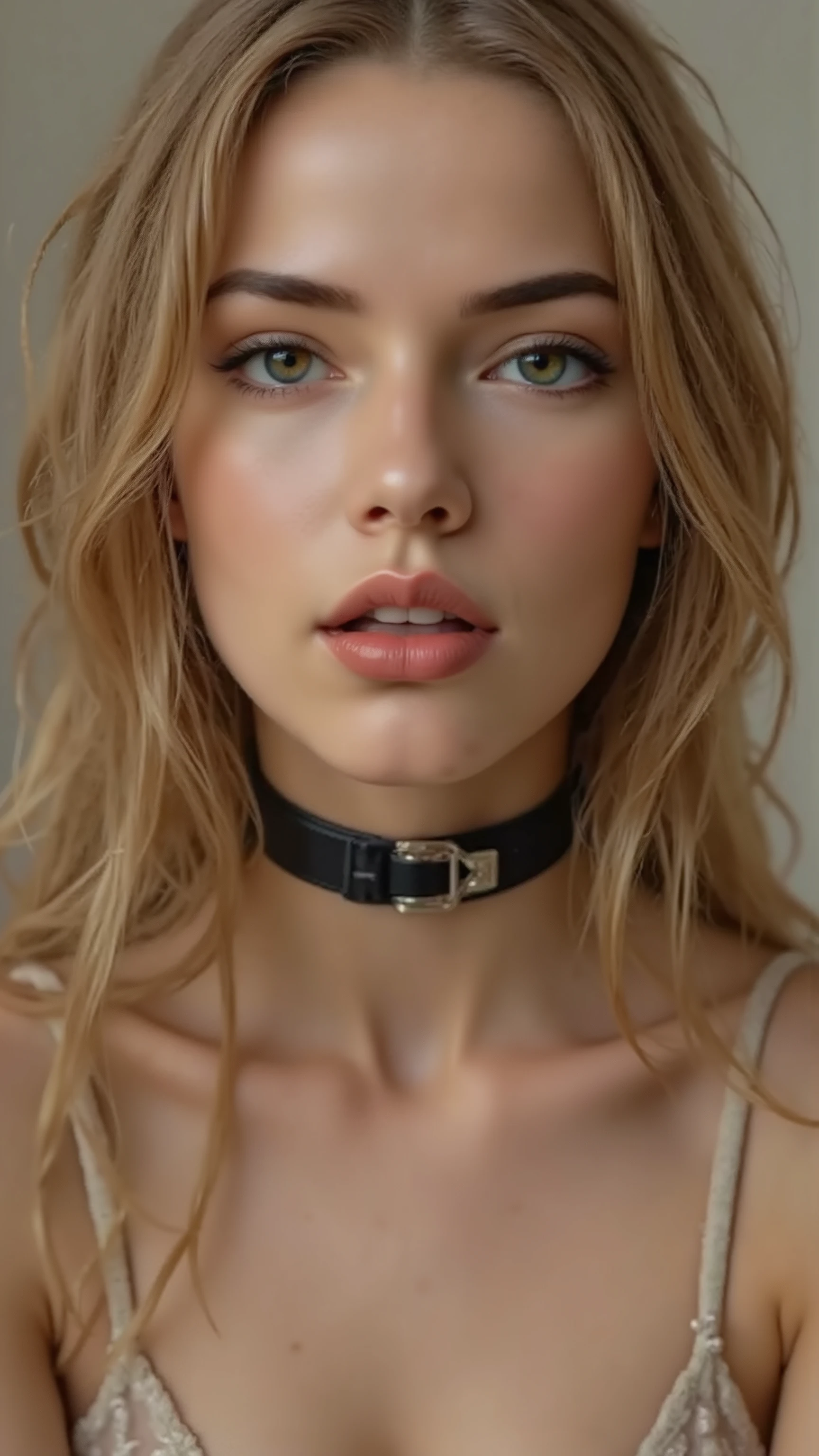 quality & silent:
full body photo, (8k Ultra HD, erotic cover photo, photorealistic, masterful lighting , cinematic lighting, ultra-detailed eyes , Lips & hair, razor sharp, flawless skin, dramatic light & shadow contrasts ).
🎭 Scene & background:
Neutraler Studio- background – sanftes Bokeh oder monochrome Farbverläufe für stilvolle Eleganz.
Different lighting — high-key for fresh radiance , low-key for a mysterious , dramatic atmosphere .
👩 Figure & Styling:
female model inspired by Alicia Melchiott & Anya Taylor-Joy.
Seductive cowboy military look — stylized military uniform with short sleeves , figure-hugging cut , fine fabrics with fine details .
Headdress & Twintails – sanft fallende hair mit akkuratem Styling.
necktie & Thighhighs – betont die schlanke Figure und setzt verführerische Akzente.
📷 Pose & Facial expressions:
image section : head down to chest (Cowboy Shot).
different viewing angles : Straight into the camera , over your shoulder , slight head tilt with intense charisma .
Variierende Facial expressions: Confident smile, playful look, gentle seduction .
Dynamische Pose: crossed arms accentuate the posture , Hands light on neck or tie for a sensual touch .
✨ A top-class , professionelles Shooting mit Military-Erotik & stylish elegance . ✨