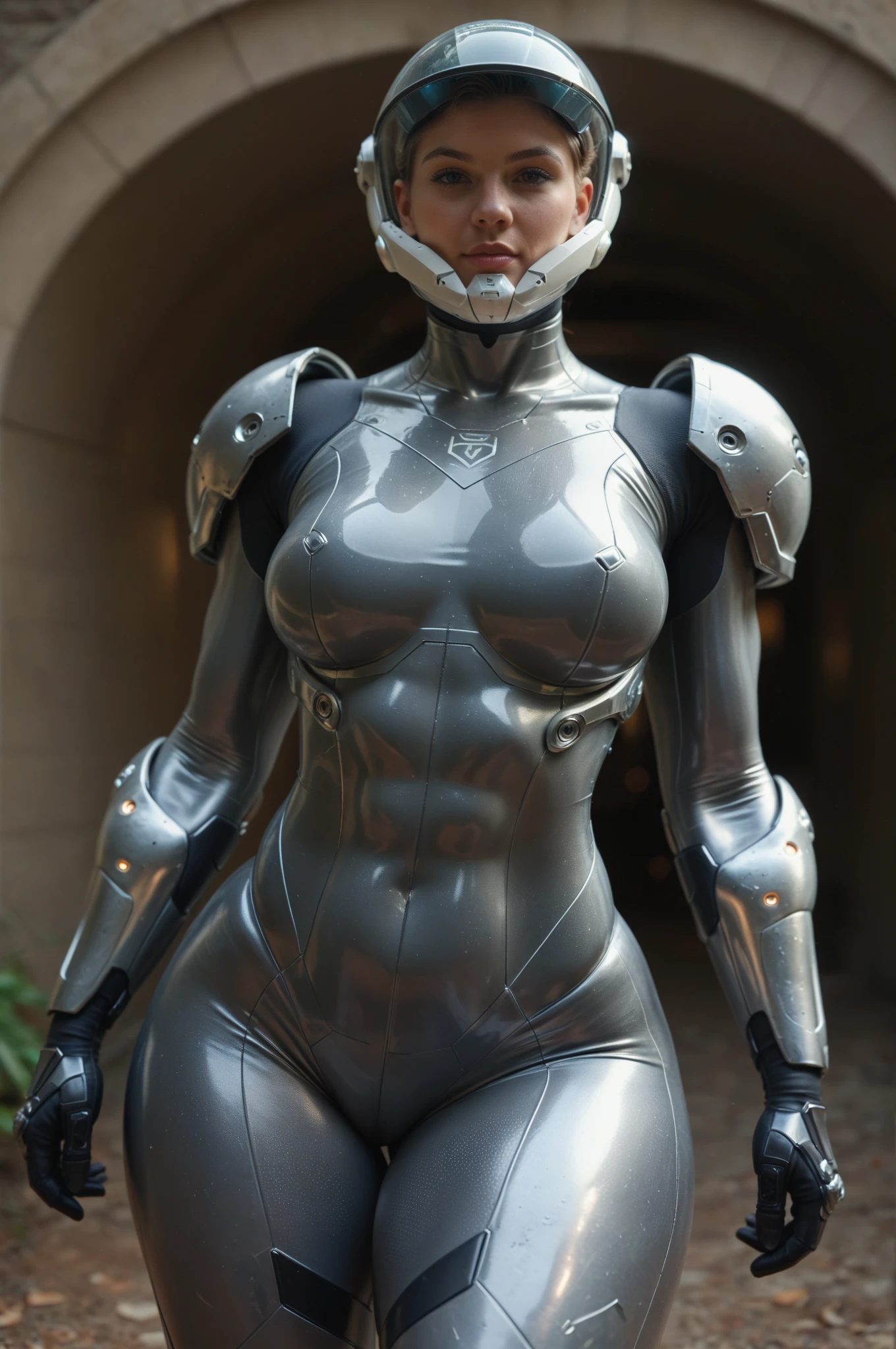 ((masterpiece, highest quality, Highest image quality, High resolution, photorealistic, Raw photo, 8K)), Abandoned robot soldier on battlefield, broken and immobile, rust and moss showing passage of time, female cyborg body, Blonde, female body, biomechanical , extra detailed body, blowjob white mech, white biomechanical details, detailed body, shiny white armor, cybernetic body, eva unit-00 on back, full body details, destroyed city in the background