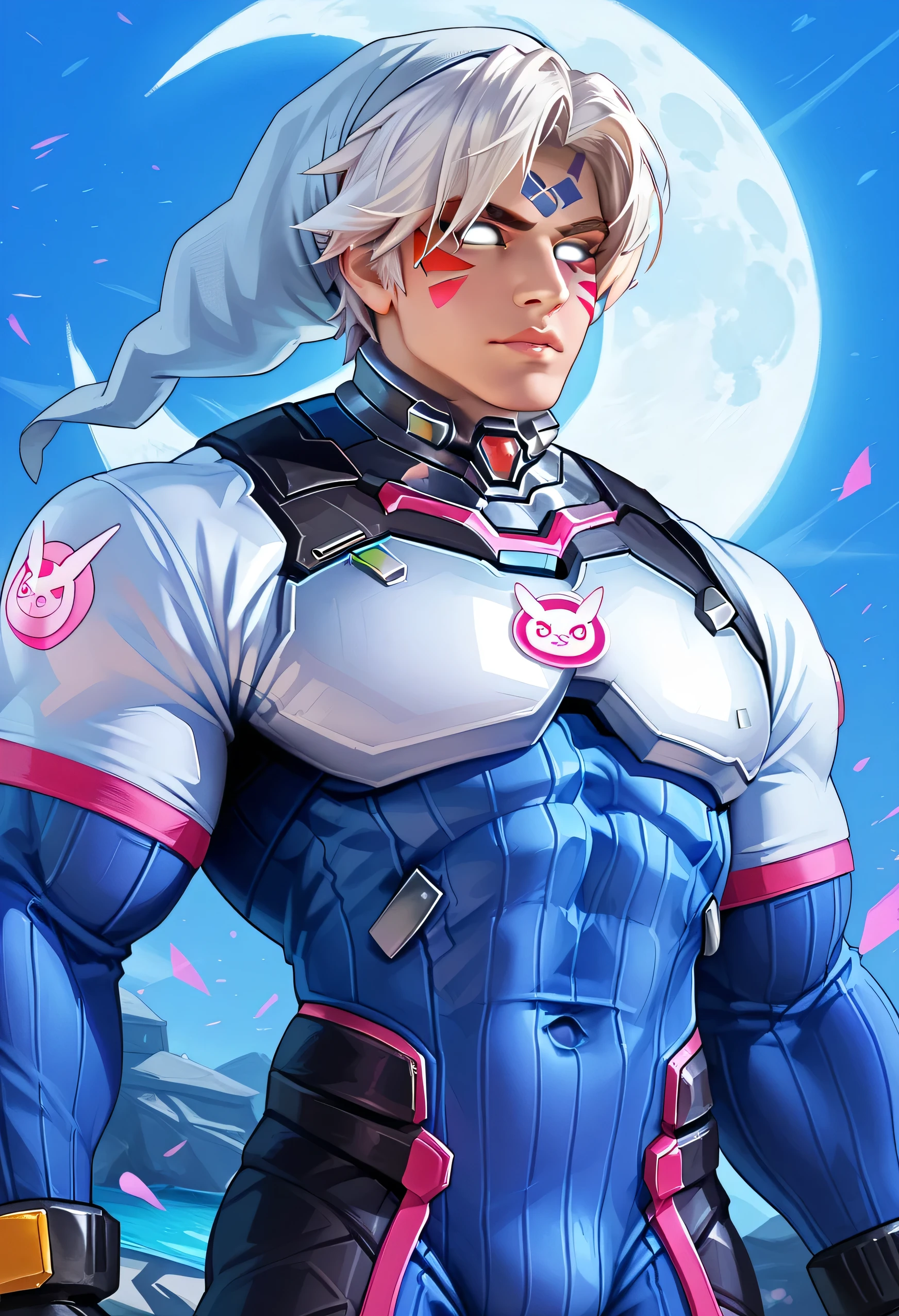 score_9, score_8_up, score_8, BREAK, zzFierceDeity, no pupils, male, 1boy, serious, full moon, brooding, hat, closed mouth, upper body, armor, chainmail, BREAK, embedding:zPDXL, Expressiveh, muscular male, huge muscles, huge arms, huge biceps, (((overwatch dva cosplay, d.va (overwatch) (cosplay), bodysuit, cosplay, covered navel, skin tight, vertical-striped bodysuit))), ((white hair, zzFierceDeity, tattoo, mask, white eyes, facial tattoo, no pupils,
zzFierceDeity, tattoo, mask, white eyes, facial tattoo, no pupils, black gloves, fingerless gloves, armor, crescent,)), (very defined body, very sexy, hyper muscles, muscular male, huge muscles)