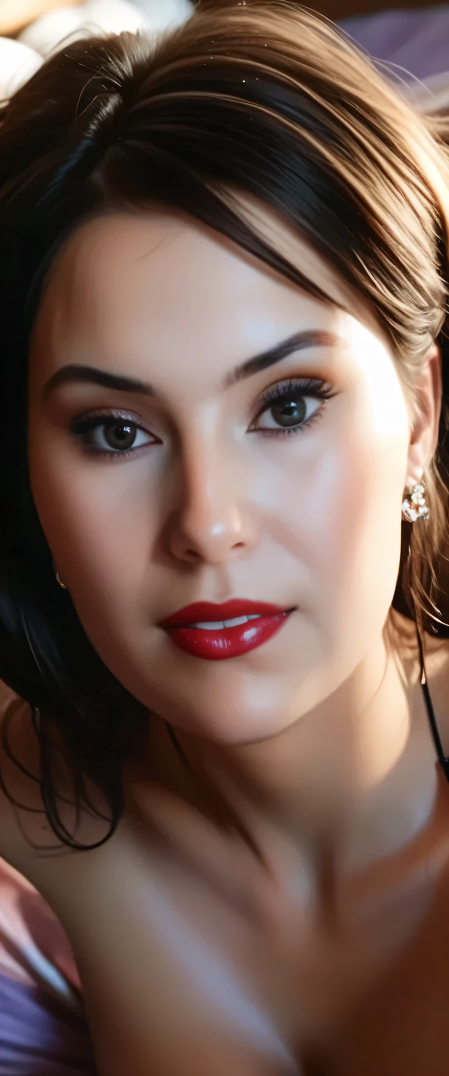 sfw:2.stop.(masterpiece, best_quality:1.2), 1girl, solo, red lips, on bed,black_hair, detailed_face, full_body:2,anatomically_correct,intricate_details, photo realistic, cinematic_lighting, vibrant_colors, high_resolution.stop.sfw:2