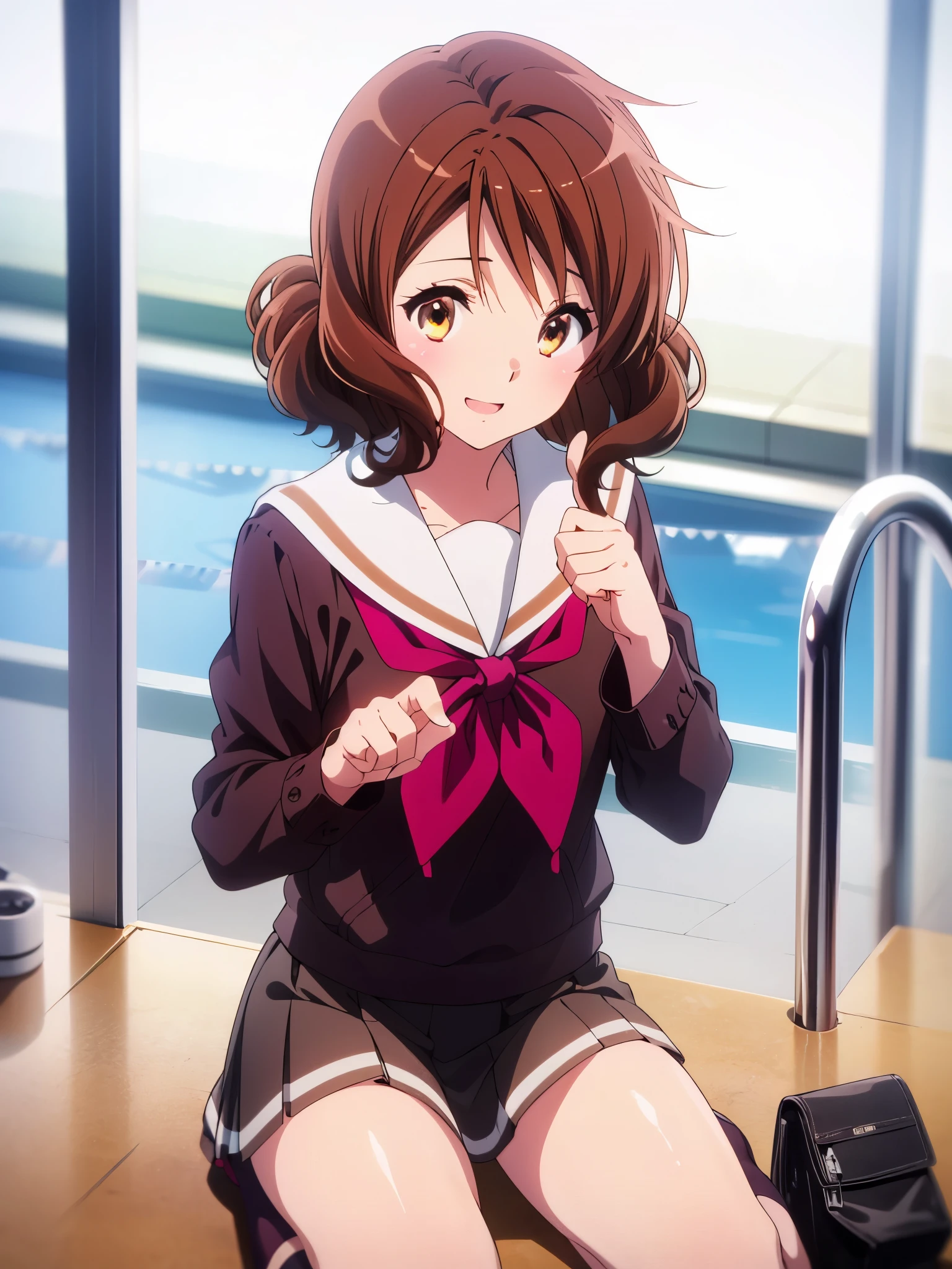 1 girl, high definition , looks away , open your mouth , And blush , opened my mouth slightly, Awkward, smiling expression , Anime, very detailed, Gentle colors, Anatomically Accurate , high detail on the face, textured skin , very well detailed , pee、 character portrait , whole body、 pee、 フロントからのwhole body、 I can't make it in time from people standing in front of the toilet watching skirtの裾をつかんで 大前KumikoKitauji High校冬制服《That》 ( by Nomi, photo by Nomi:1.2), (( best quality)), shift center of gravity backwards, Quite embarrassing , you_Kumiko_sound euphonium, brown_hair, short_hair, brown_eye, , Seraphim, 前hair, bloomers, gym clothes, Sports Boots , ( sit on the ground:1.4), put your heels on the ground , ( indoor pool :1.2), 膝を excellentげてしゃがむ, put one's butt on the ground, black penny loafers, beautiful facial details , Real Human Skin , Gentle expression, front view, angle from below, by Nomi, photo by Nomi, Crouching in the schoolyard, whole body, ( stares at the audience:1.2), Since before, from below, ( perfect hand, perfect anatomy), score_9, score_8_ excellent, score_7_ excellent, source_Anime,
In a remote place , Kuchiki Kuna , brownのeye, 茶hair, short hair, ウェーブのかかったhair, smile,
skirt, shirt, Long Sleeve, , pleated skirt, Seraphim, neckerchief , brown skirt, white sailor collar , brown shirt, Kitauji High , red neckerchief ,
indoor, classroom, corridor, sitting, Chair, Machine,
Watch Viewers, was taken by a cowboy, dutch angle, dynamic pose, big smile 、 exact finger数量、 spread your legs、 exact finger, ( perfect hands, perfect anatomy), is smiling at me、