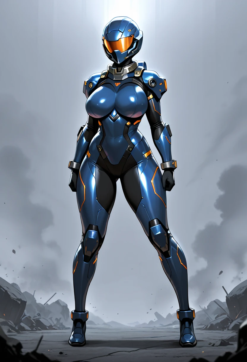 8k ((above view:1.6)), ((full body view:1.3)) (large eyes:1.3), defined cheekbones, looking back, ((the pit style:1.4))((sleek silver bodysuit:1.6)) ((intricate details:1.4))detailed face:1.5), brown skin,(puffy lips:1.5) ((brow skin:1.6)), ((brown face:1.4)), (bald woman:1.7), (skinhead) ((sexy pose)),(Muscular:1.3), ((gigantic breasts:1.5)), )highly detailed, Volumetric lighting, baroque oil painting by Greg Rutkowski, Artgerm, WLOP, dynamic angle,((intricate lines on bodysuit:1.3)), majestic, digital photography, best shadow, light particles, art by artgerm and ruan jia and greg rutkowski, ((metal shoulder pads:1.5)), (masterpiece), sidelighting, intricate details, (((black and blue color palette)))