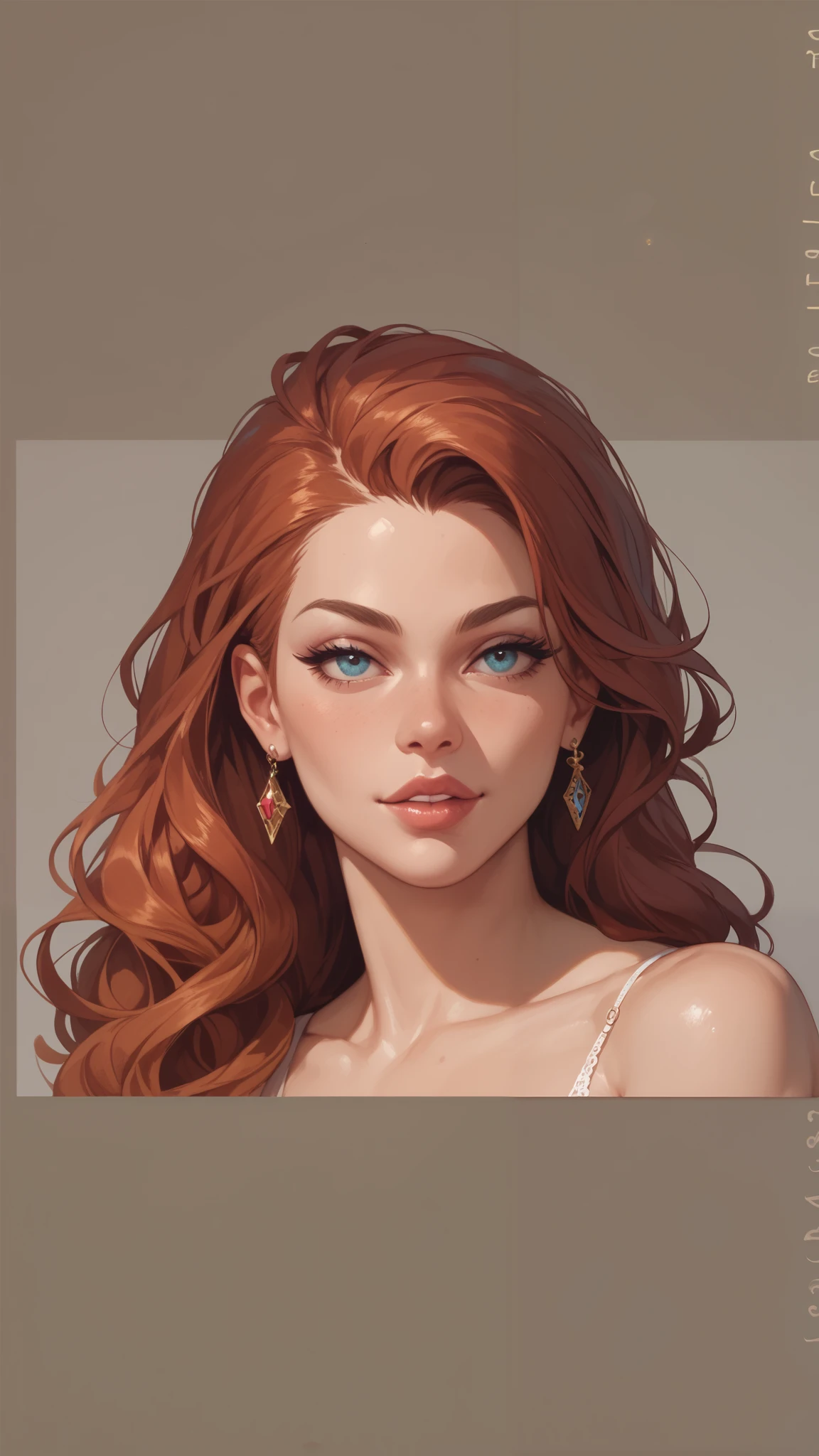 A close up of a woman with red hair and blue eyes - SeaArt AI