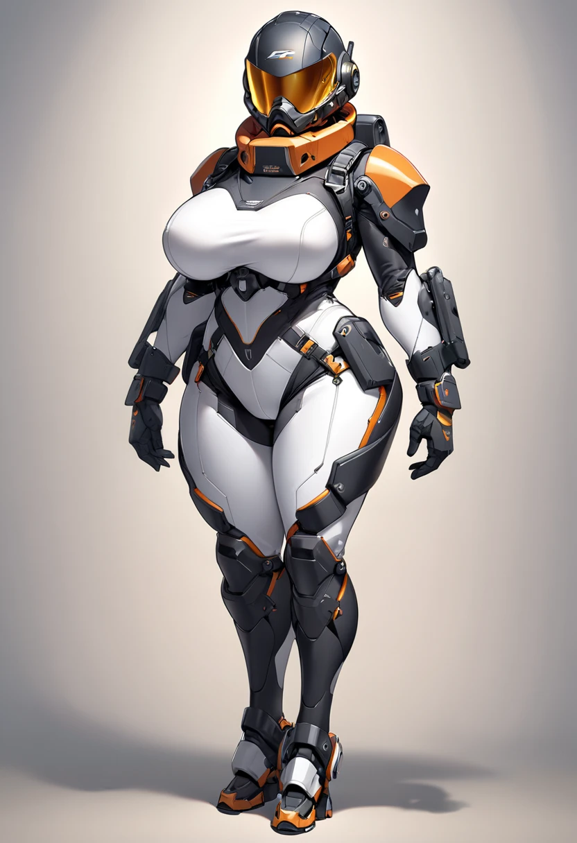 there is nothing, alone, Helmet, cowboy shot, Faceless、inorganic mask、spaceship, industrial, performer,
(very detailed, masterpiece, highest quality), fat girl、adult woman、Chubby-chan、thick body、reality、professional photos、genuine、thick body, big 、 big ass、big belly、thick thighs、mechanical bodysuit, tight suit,、full body portrait、high heels、full body portrait、stand on tiptoe、facing forward、model standing、standing with legs apart、